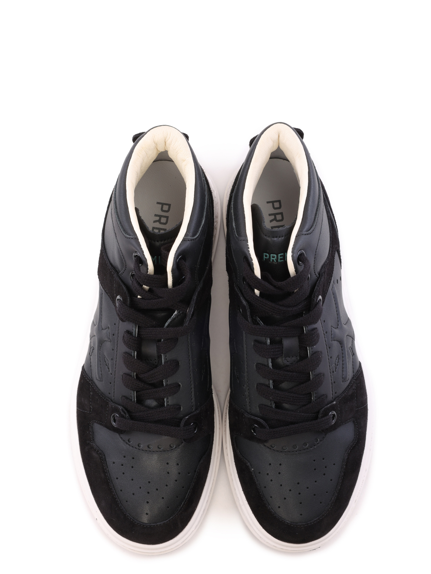 Кеды черные высокие на белойй подошве с замшевыми вставками — купить в интернет-магазине Verdistore