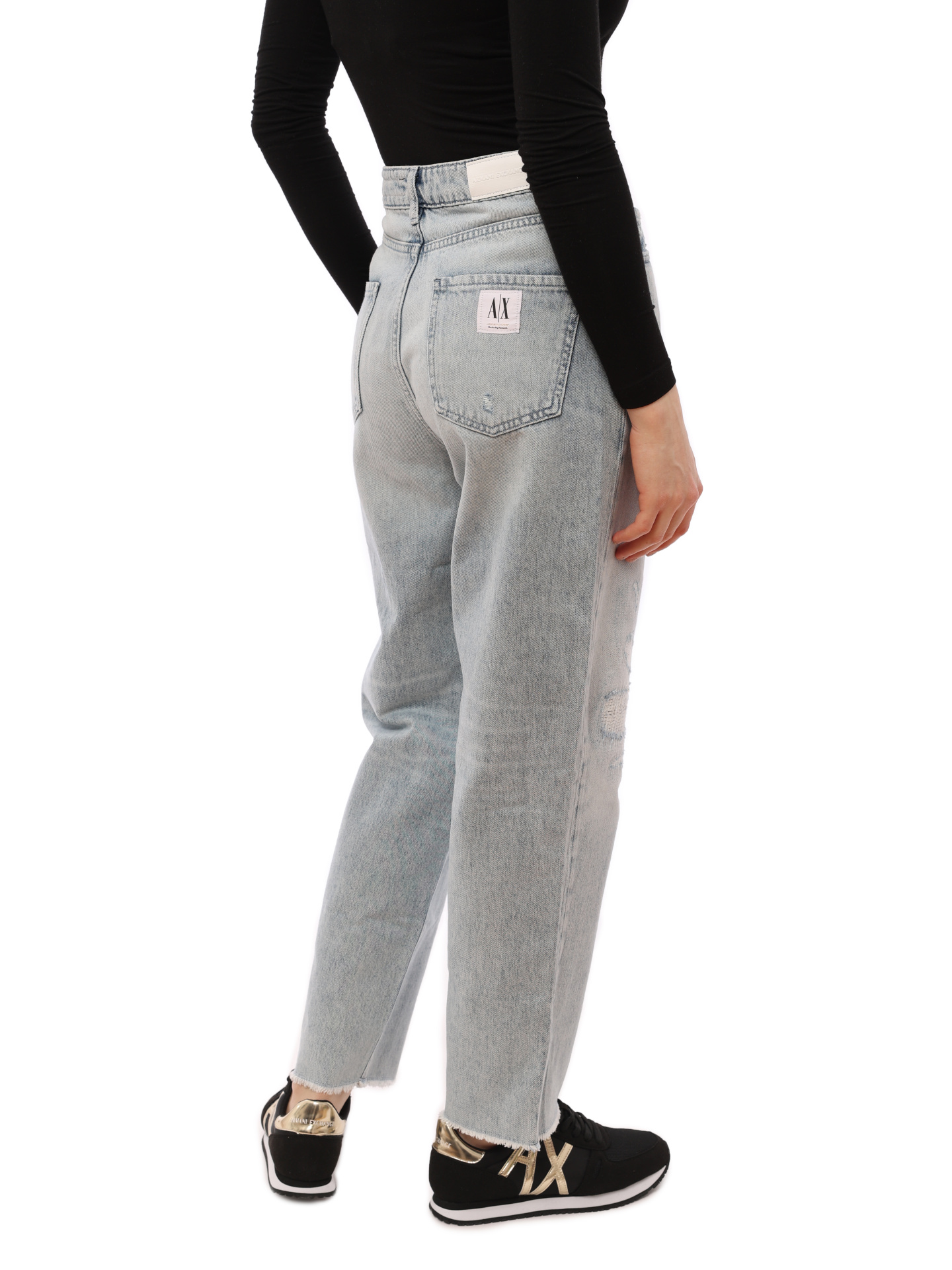 Джинсы Armani Exchange 3RYJ81 Y1NRZ 1500 голубые женские с потёртостями — купить в интернет-магазине Verdistore