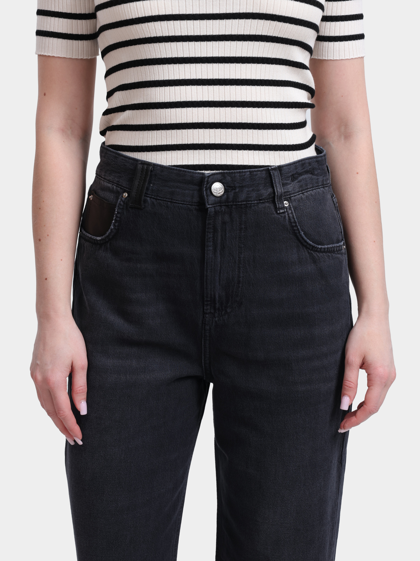 Джинсы Marella Sport MLSTOMBOY 004 черные женские с подворотами — купить в интернет-магазине Verdistore