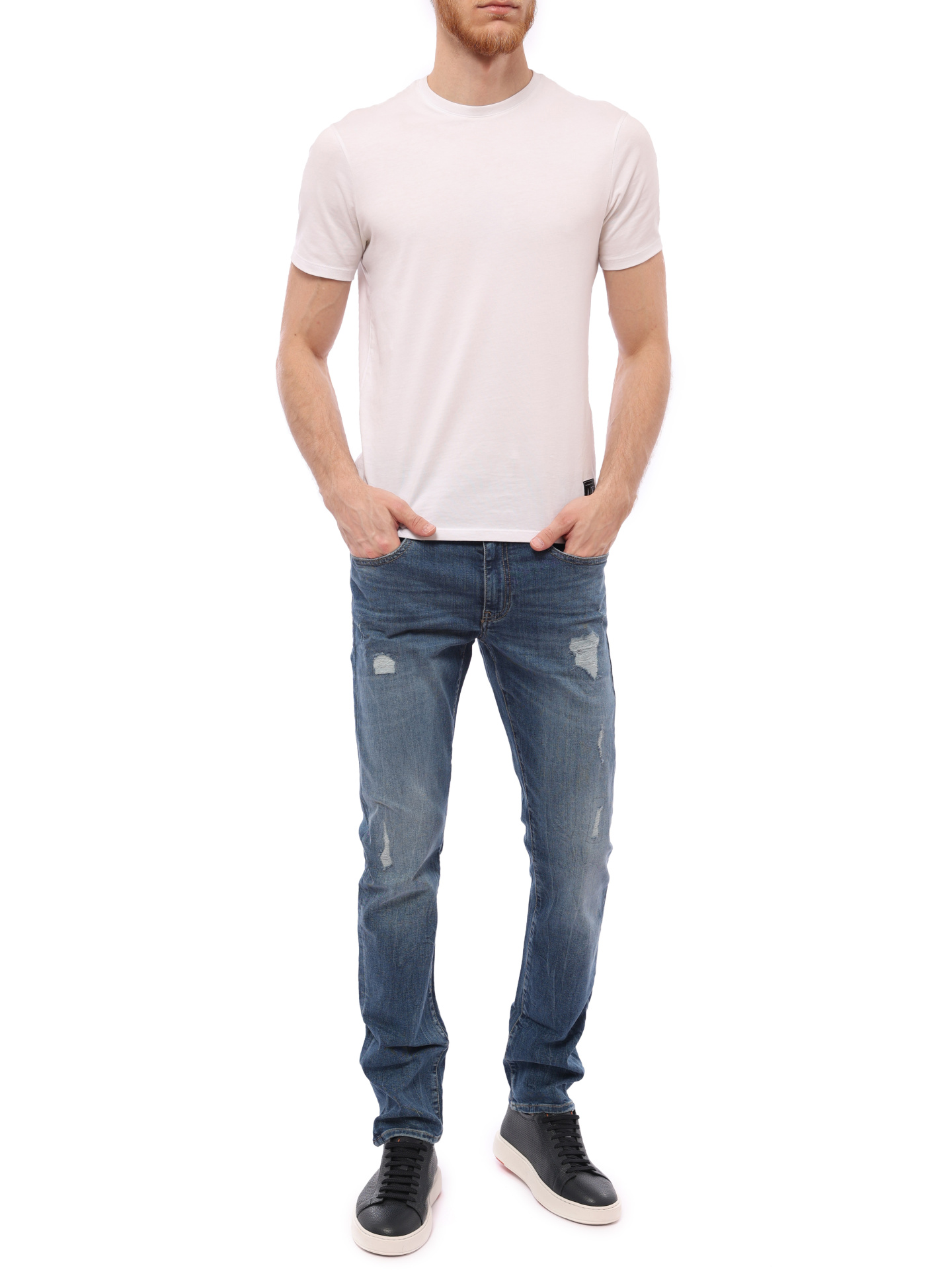 Джинсы Armani Exchange 6GZJ13 Z1RKZ синие мужские с потертостями — купить в интернет-магазине Verdistore