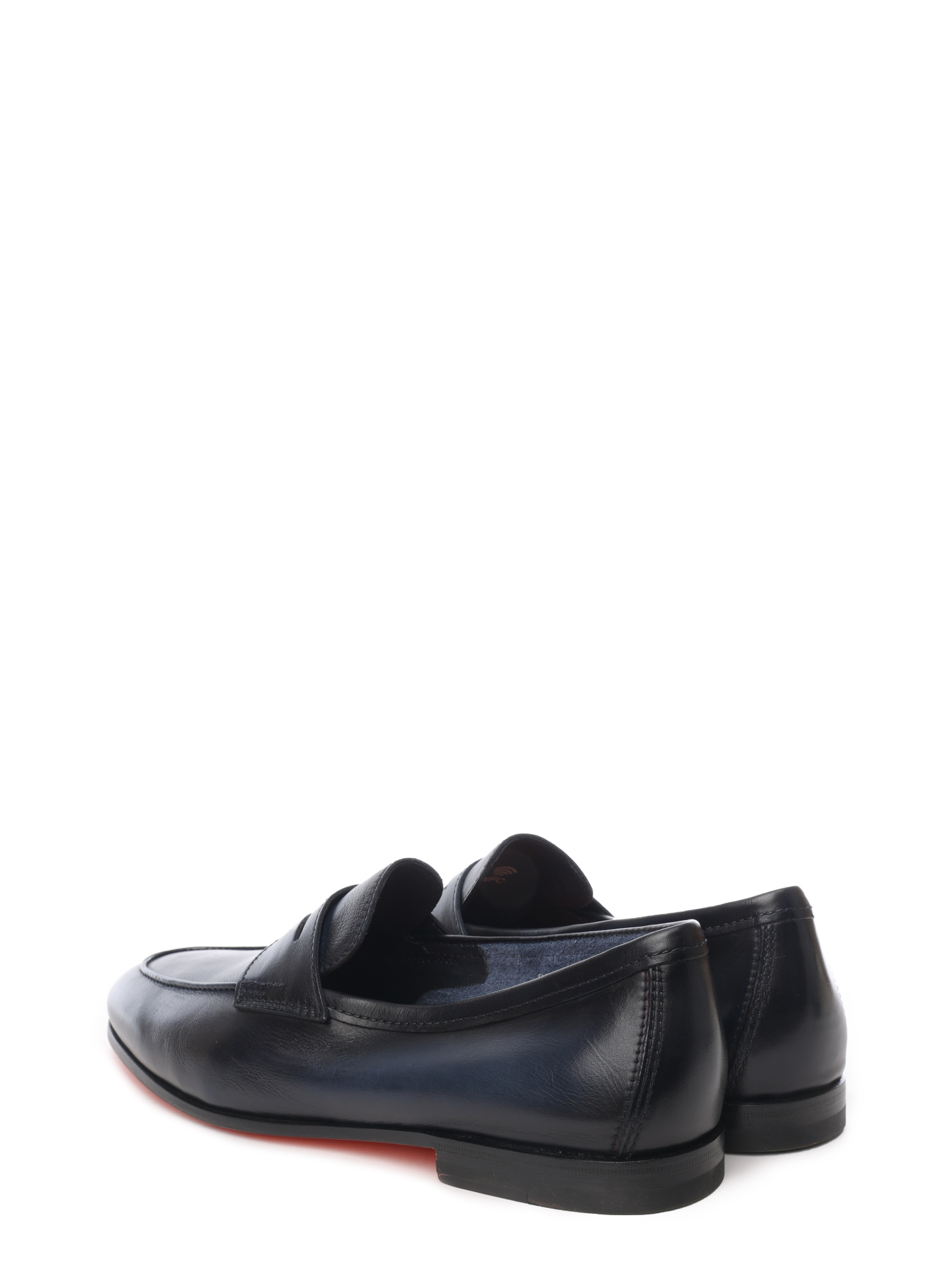 Лоферы темно-синие из гладкой кожи и на каблуке — купить в интернет-магазине Verdistore