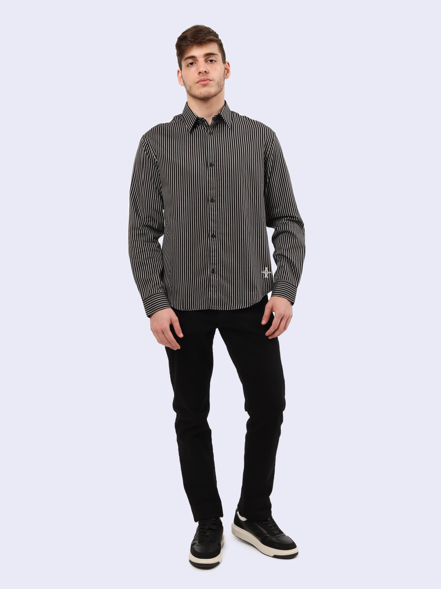 Рубашка Armani Exchange 6DZCL5 ZN5FZ 52AP хлопковая мужская в полоску — купить в интернет-магазине Verdistore