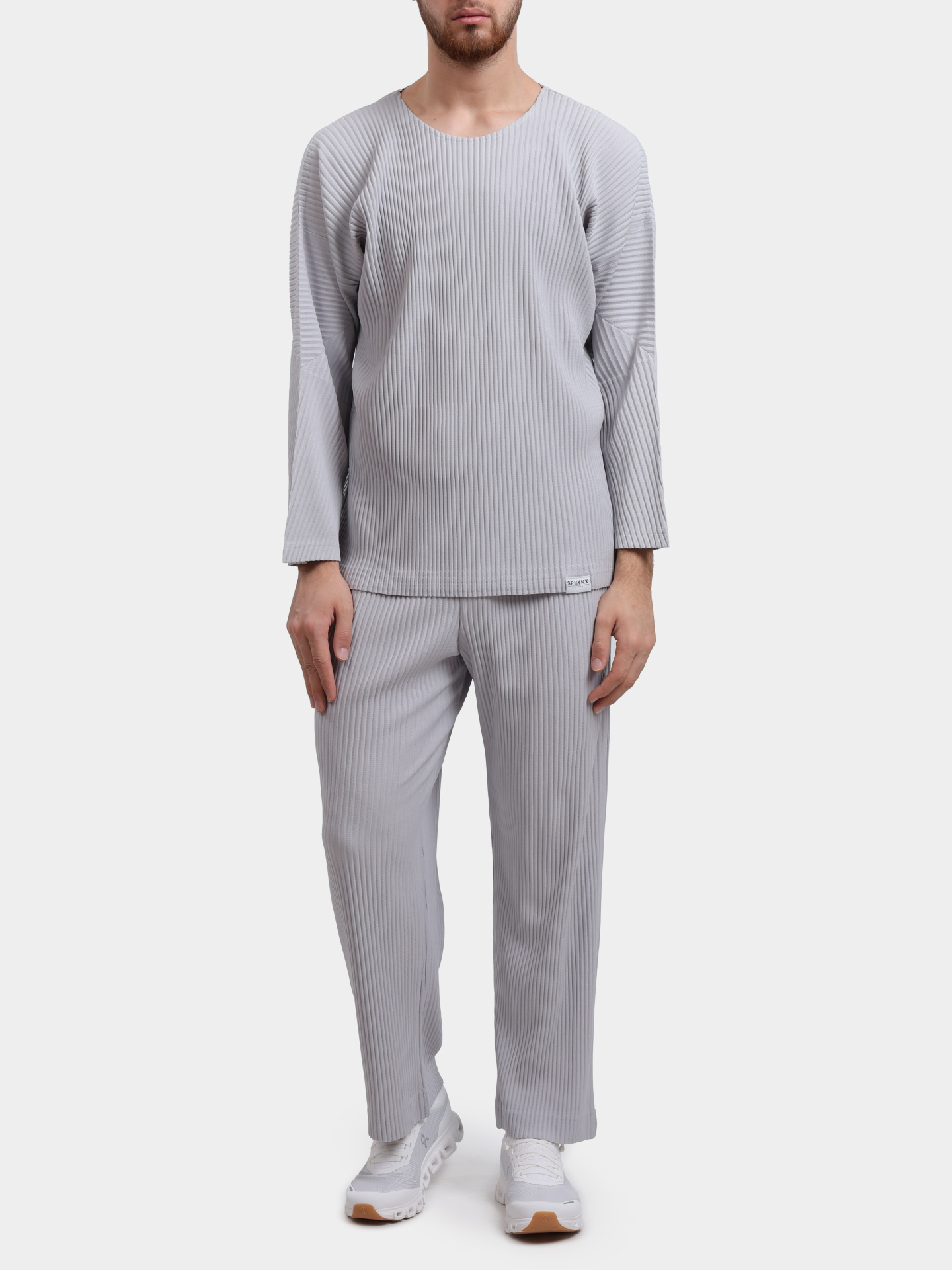 Лонгслив Sphynx pleats 7642-2 серый мужской плиссированный — купить в интернет-магазине Verdistore