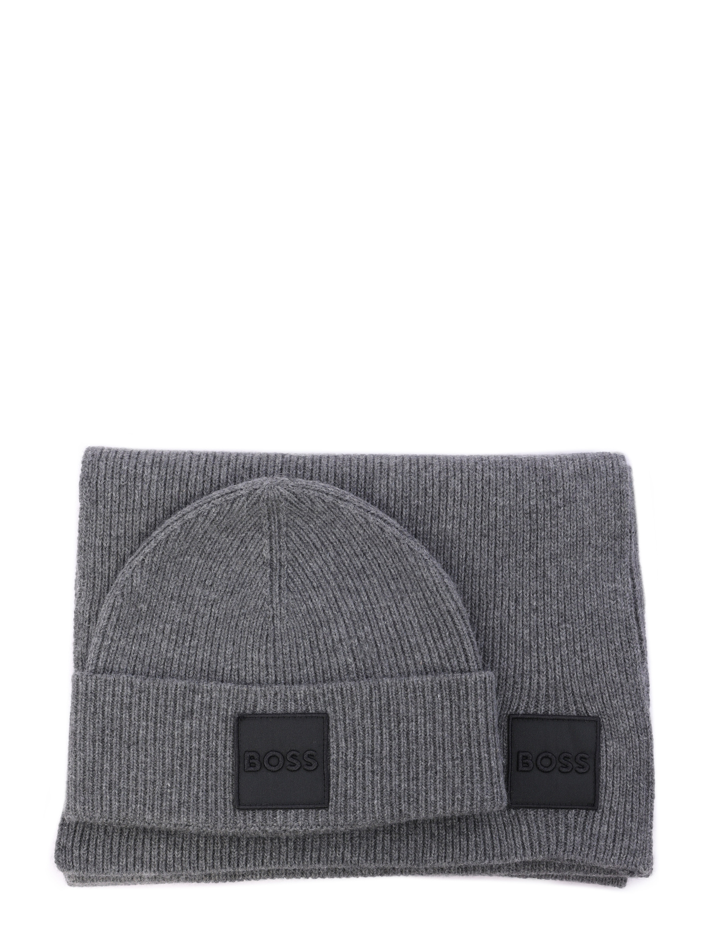 Комплект шапка и шарф Boss 50497978 030 серый мужской  — купить в интернет-магазине Verdistore