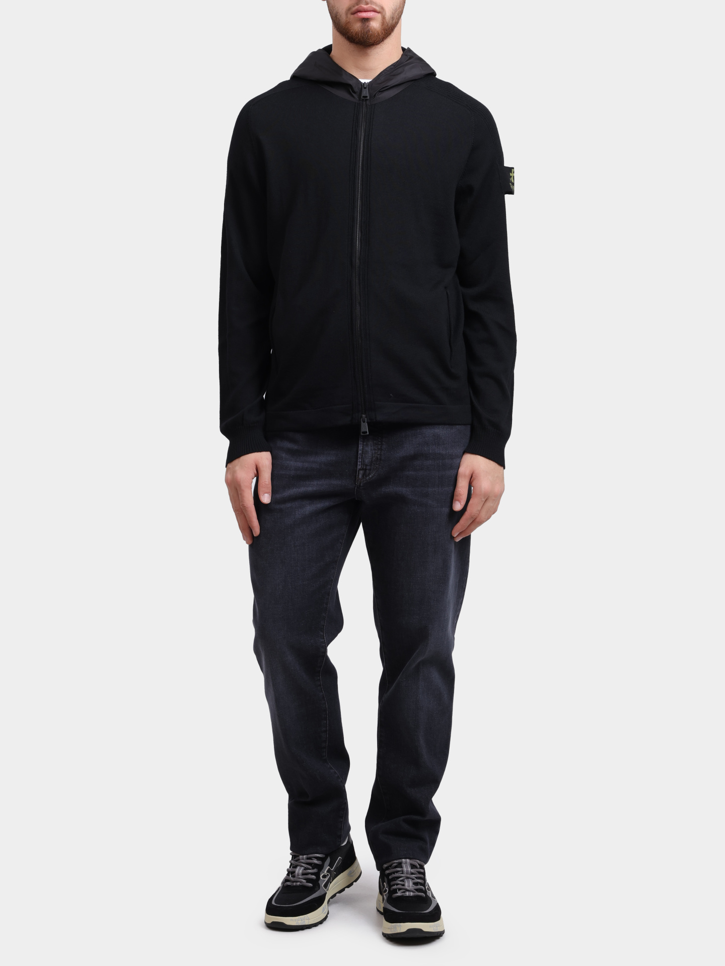 Кардиган Premiata PMG 28 черный мужской с нашивкой — купить в интернет-магазине Verdistore