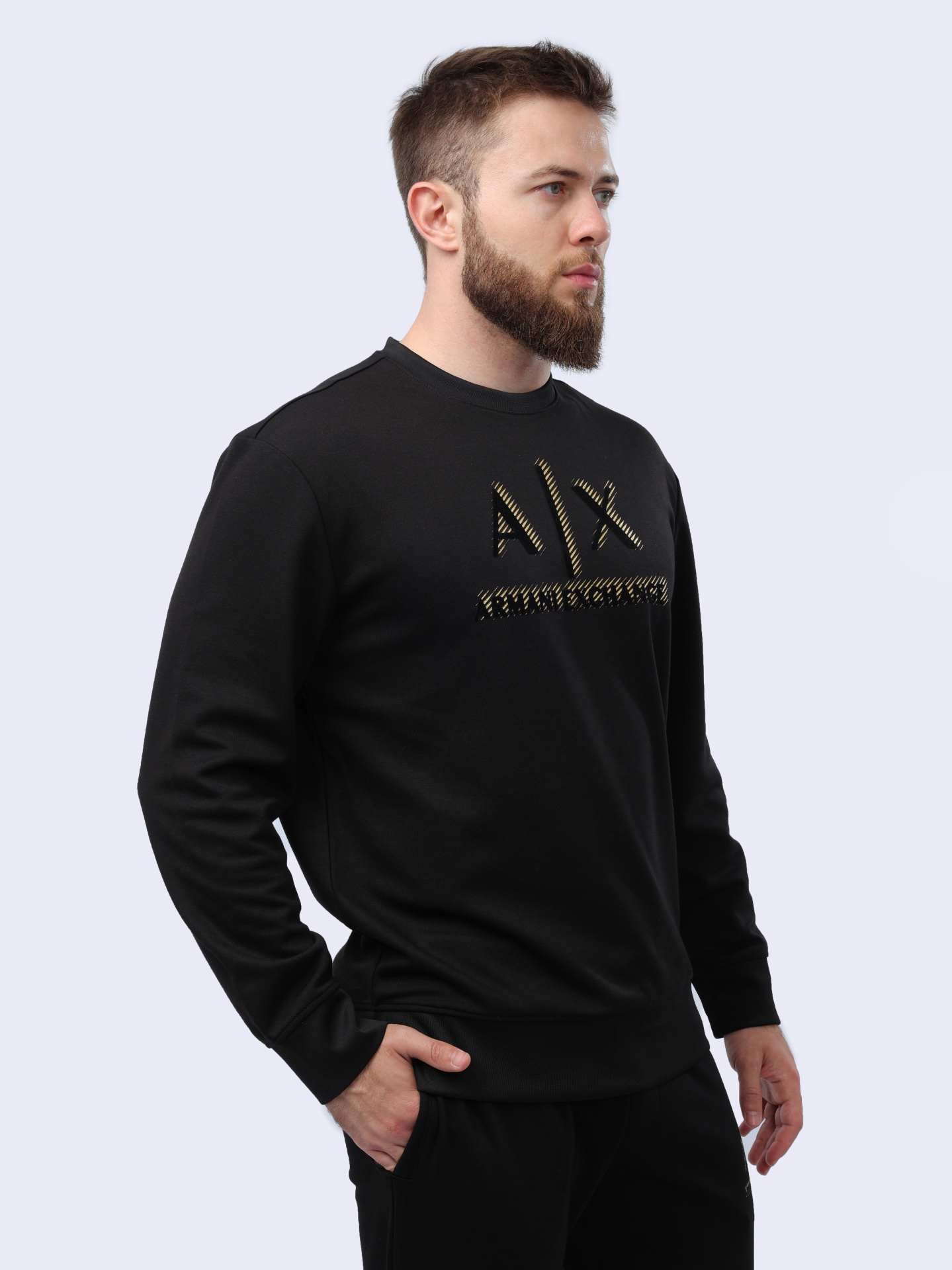 Свитшот Armani Exchange 8NZMSA Z9N1Z 1200 черный мужской с логотипом — купить в интернет-магазине Verdistore