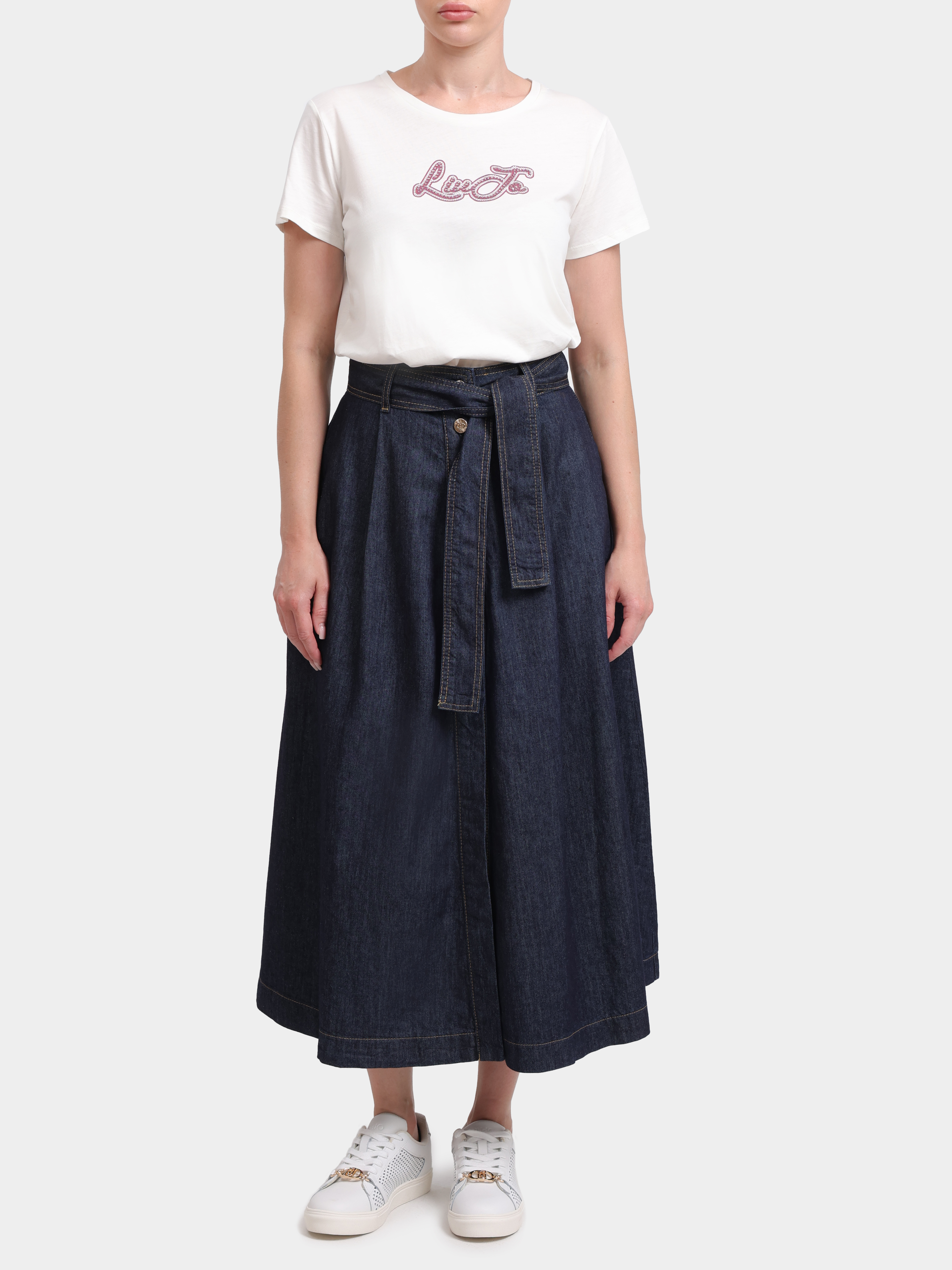 Юбка Liu-Jo BLUE DENIM UF6100 D0268 77000 синяя женская джинсовая с крупным поясом — купить в интернет-магазине Verdistore