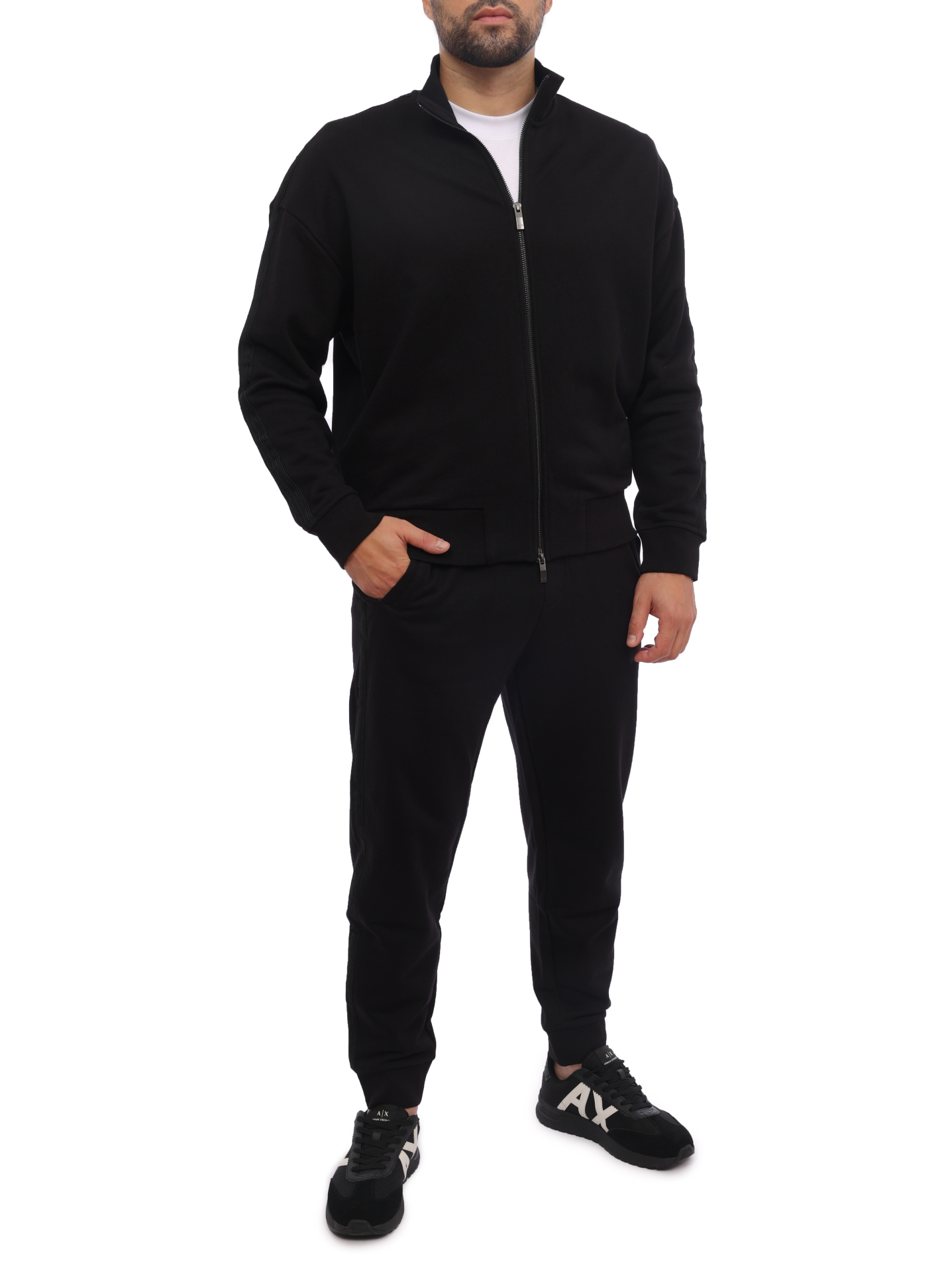 Брюки спортивные Armani Exchange 6RZPLM ZJ4XZ 1200 черные мужские из хлопка — купить в интернет-магазине Verdistore