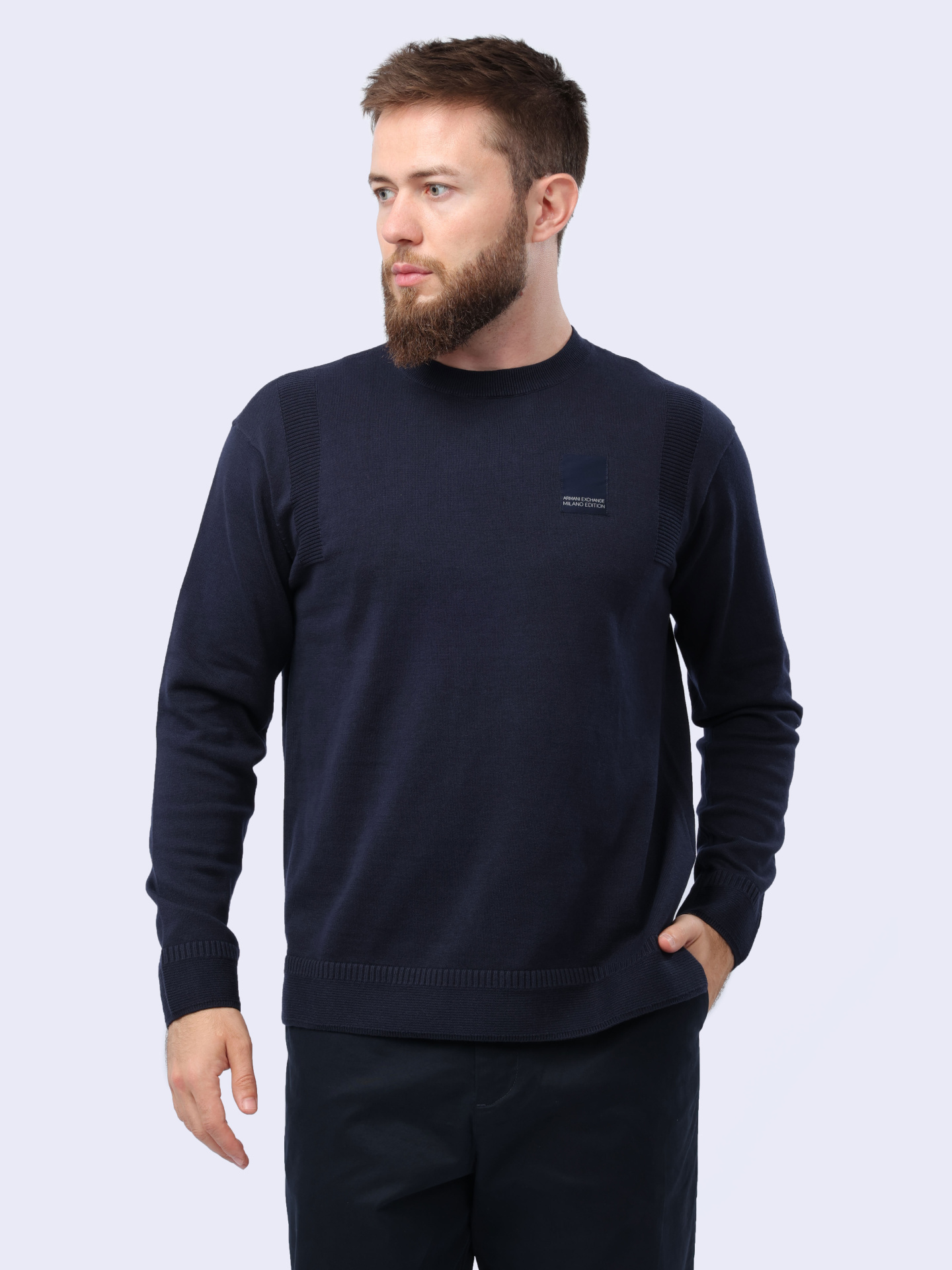 Свитер Armani Exchange 3DZM1G ZMX8Z 15CX темно-синий мужской с разрезами — купить в интернет-магазине Verdistore