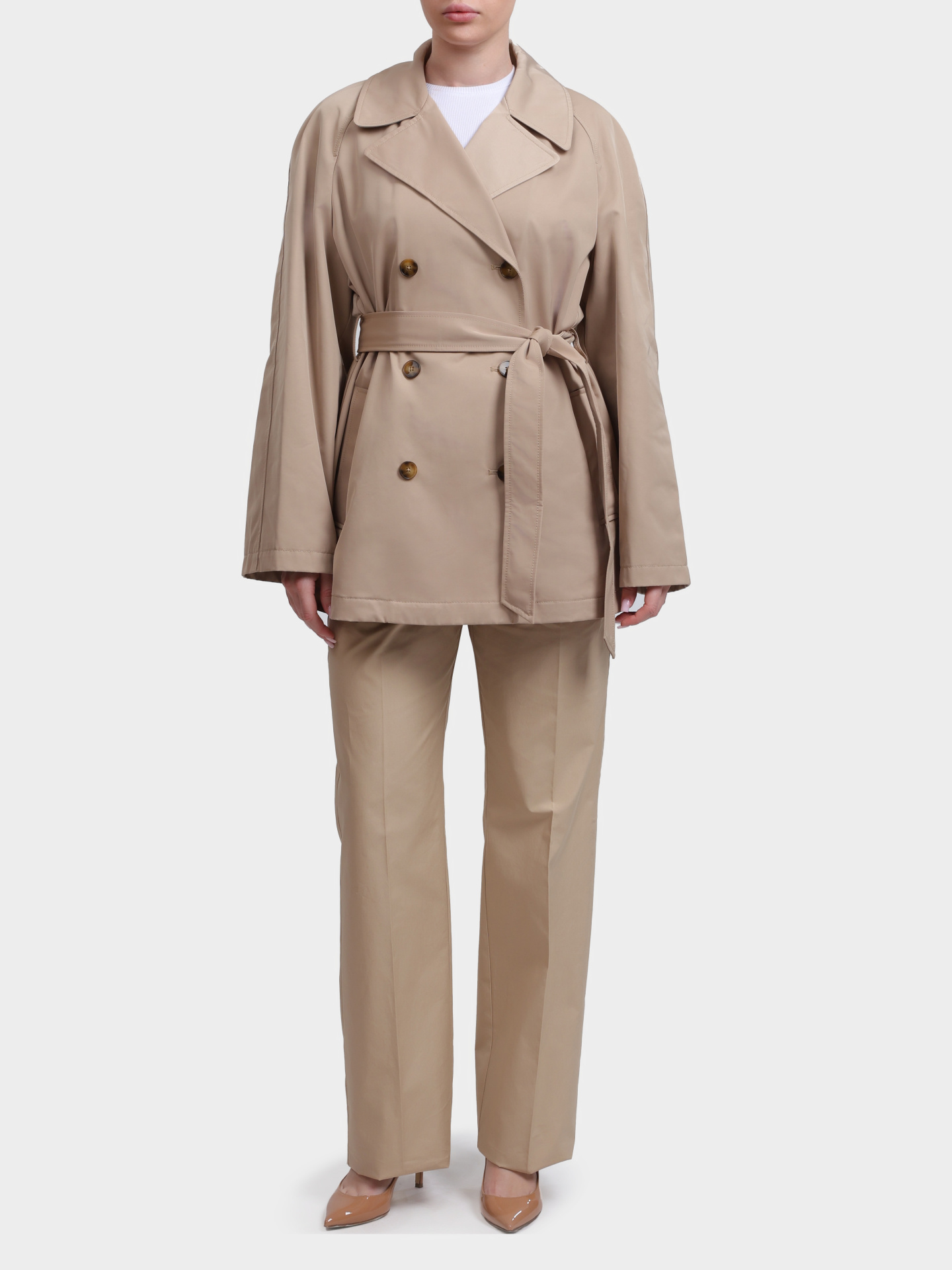 Брюки Marella MLLFIDATO 003 бежевые женские прямого кроя  — купить в интернет-магазине Verdistore