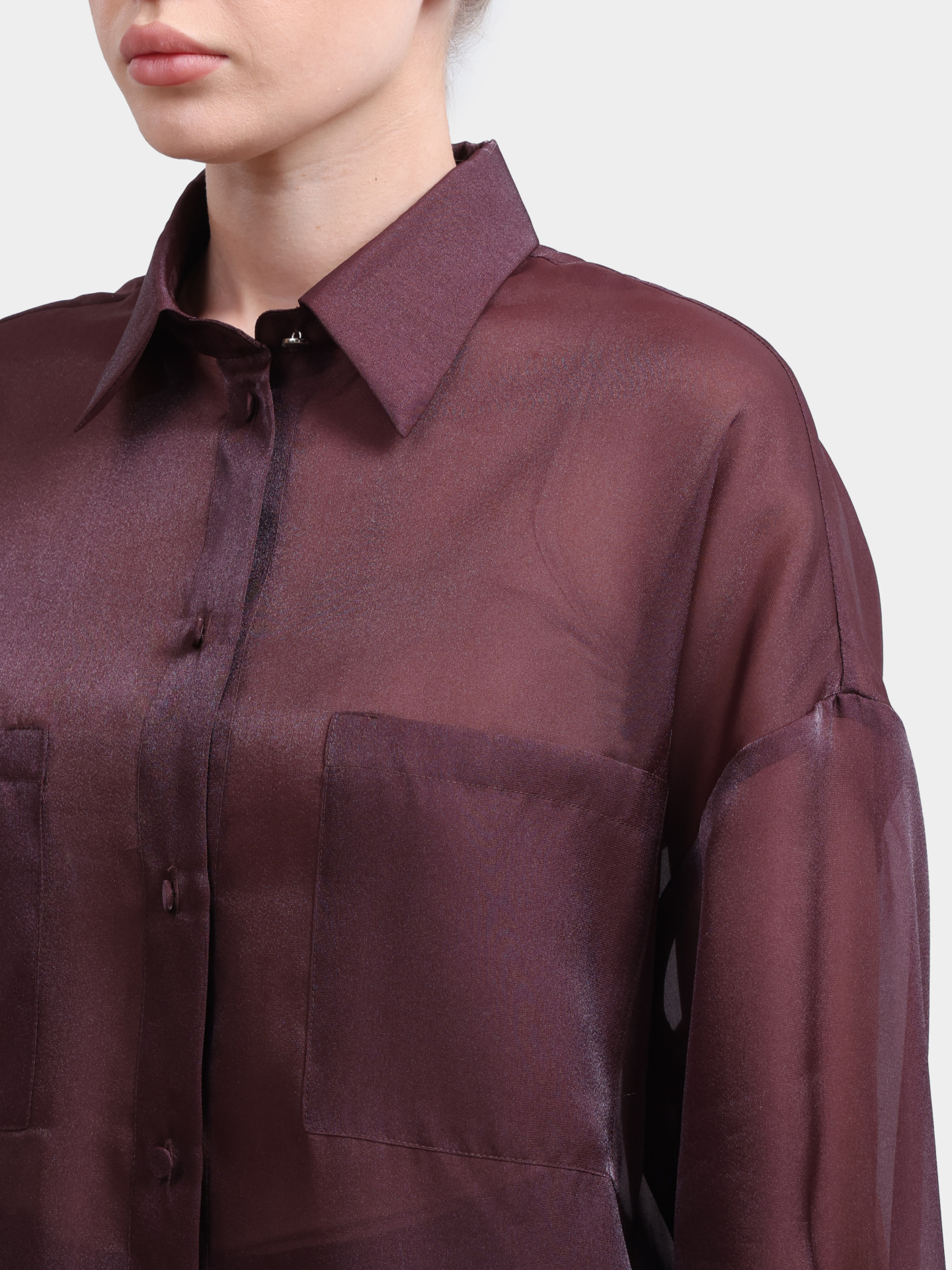 Рубашка Liu-Jo CA6343 Т6870 Р9646 бордовая женская из органзы — купить в интернет-магазине Verdistore