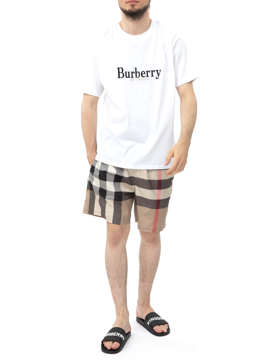 Шорты Burberry 8017294 бежевые мужские в клетку — купить в интернет-магазине Verdistore