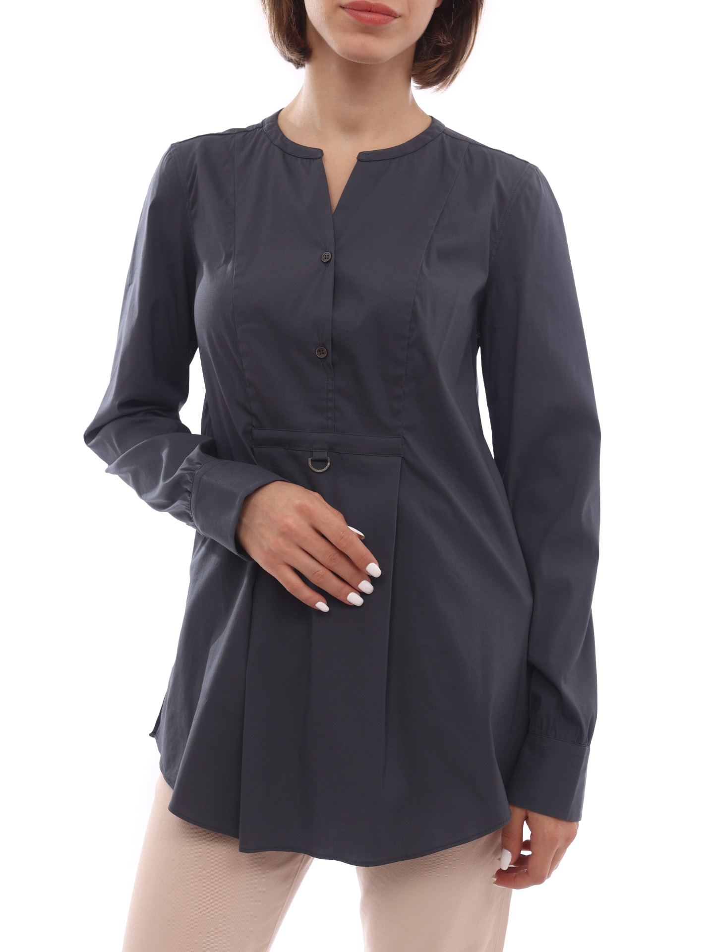 Блузка Brunello Cucinelli M009114M01 серая женская из хлопка — купить в интернет-магазине Verdistore