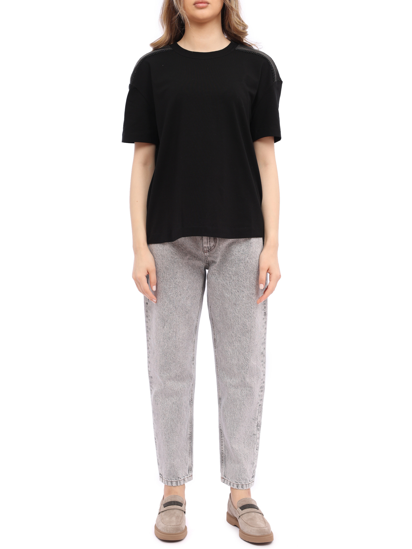 Джинсы Brunello Cucinelli MA095B1048 C7819 светло-серые женские — купить в интернет-магазине Verdistore