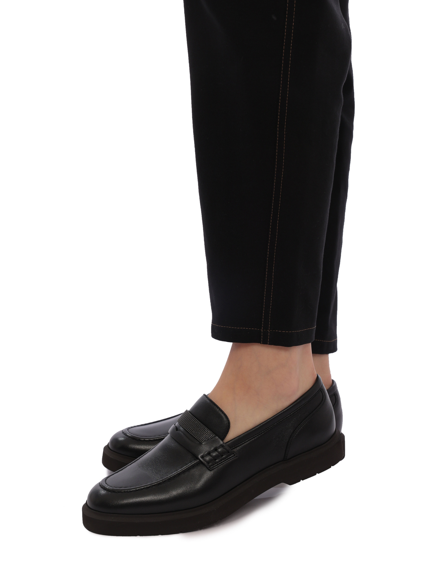 Лоферы Brunello Cucinelli MZNAGB1213 C101 черные женские из кожи — купить в интернет-магазине Verdistore