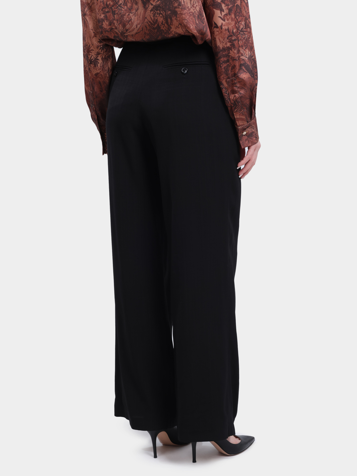 Брюки Herno PT000201D 12876 9300 черные женские палаццо с поясом — купить в интернет-магазине Verdistore
