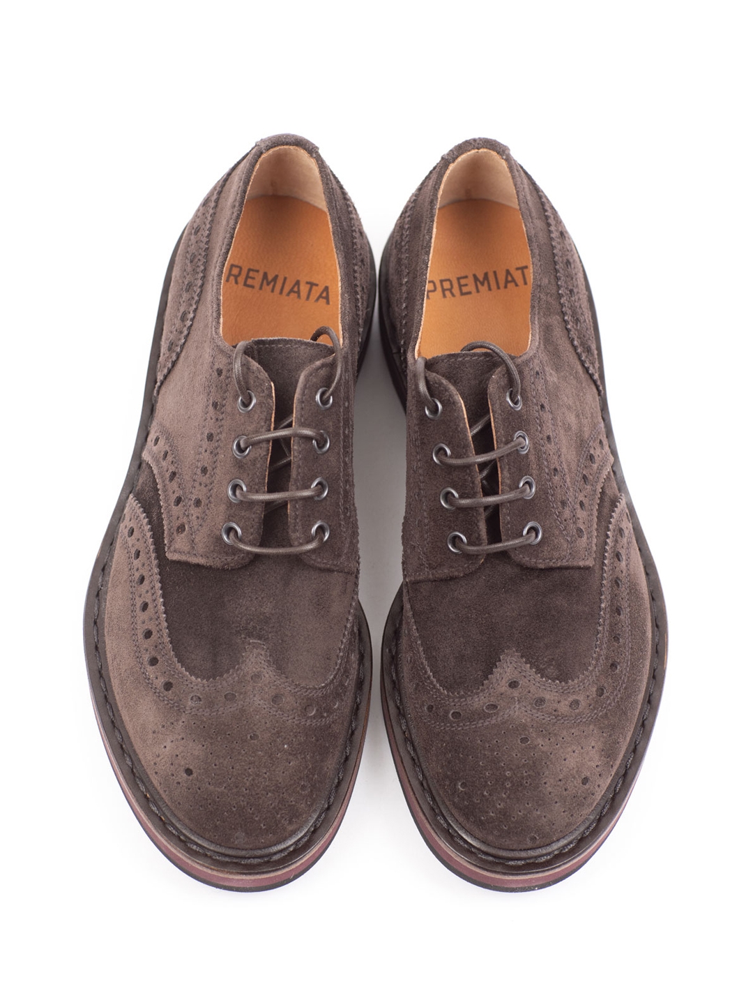 Дерби темно-коричневые замшевые с каблуком на изогнутой подошвой — купить в интернет-магазине Verdistore