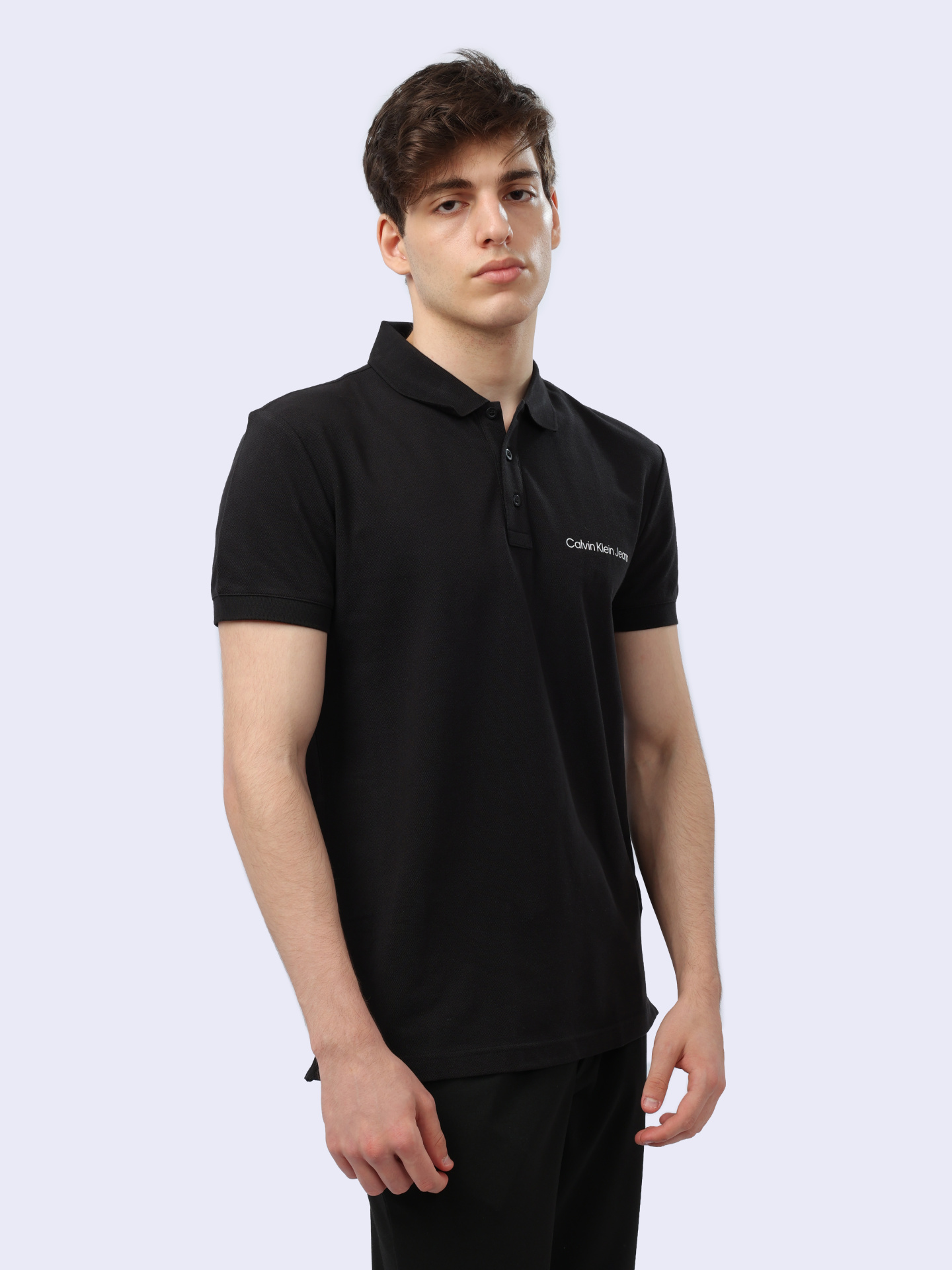 Поло Calvin Klein Jeans J30J325495 черное мужское из хлопка — купить в интернет-магазине Verdistore