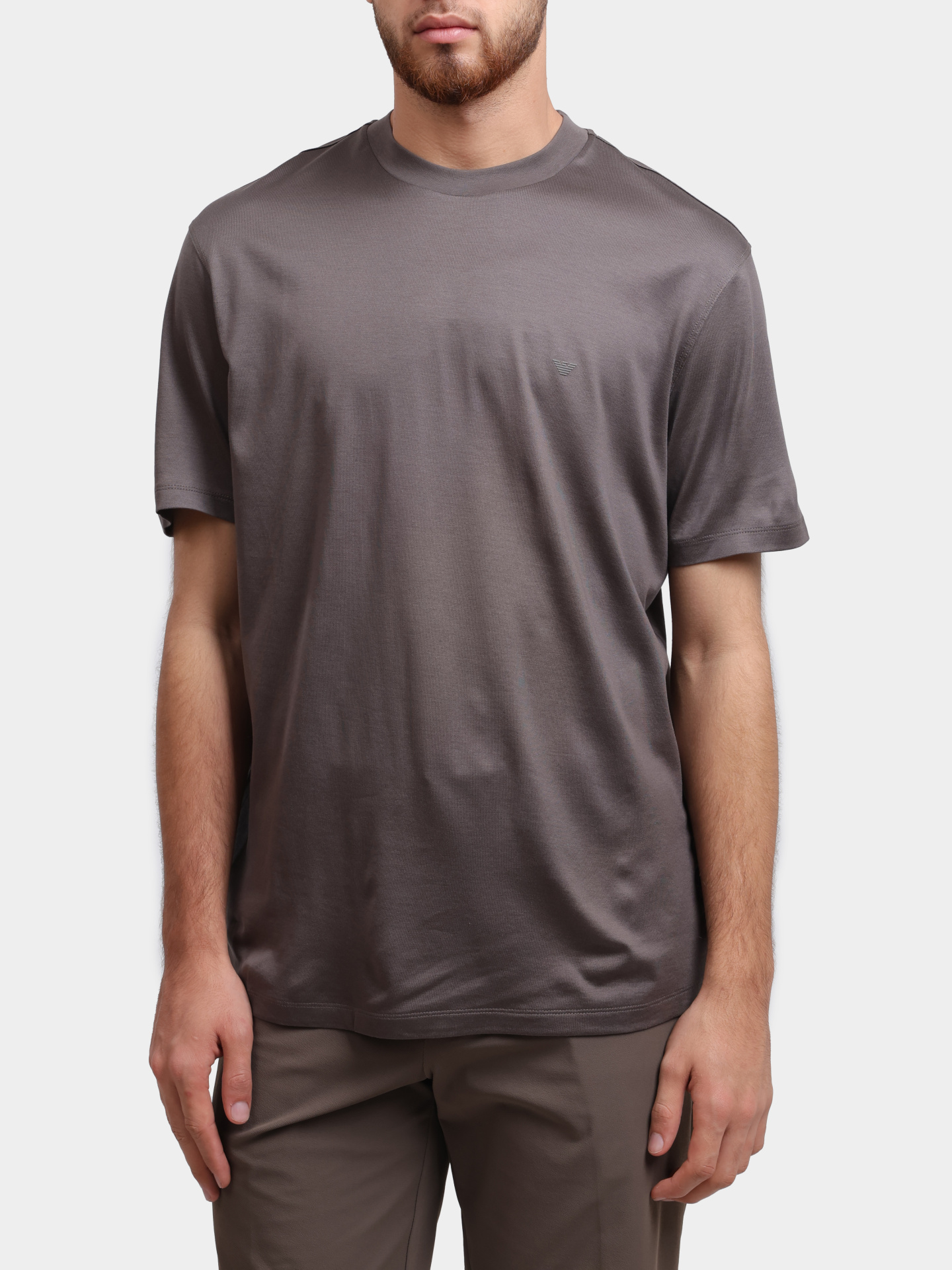 Футболка Emporio Armani EM003137 AF10761 U8143 серо-коричневая мужская — купить в интернет-магазине Verdistore