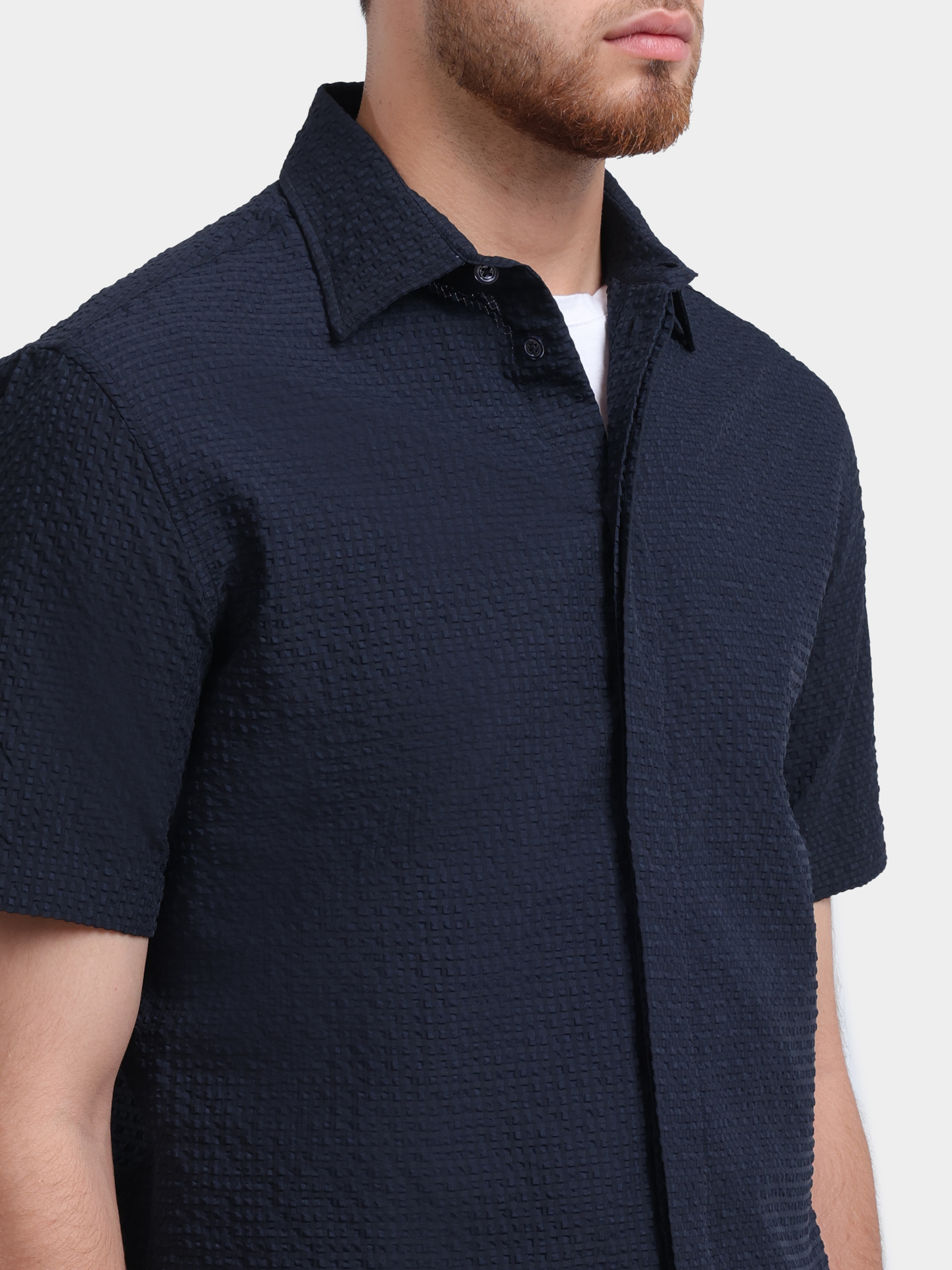 Рубашка Emporio Armani EM005655 TE20392 UB109 фактурная мужская — купить в интернет-магазине Verdistore
