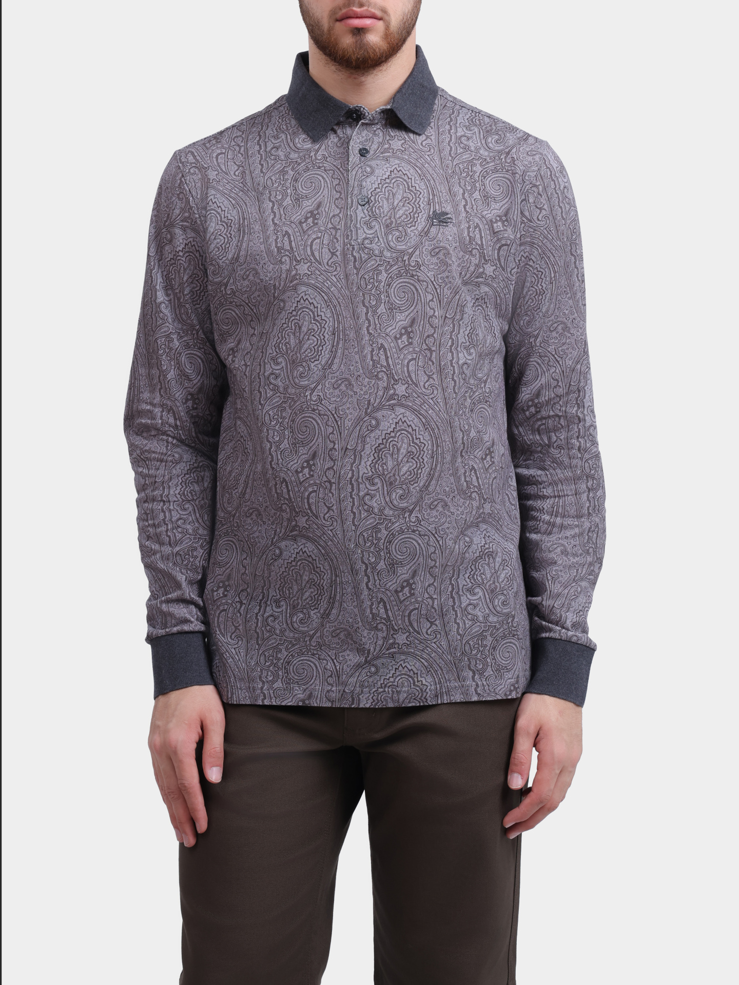 Поло ETRO MRMD0013 AV884 X0831 мужское с длиннымс рукавом и принтом пейсли — купить в интернет-магазине Verdistore