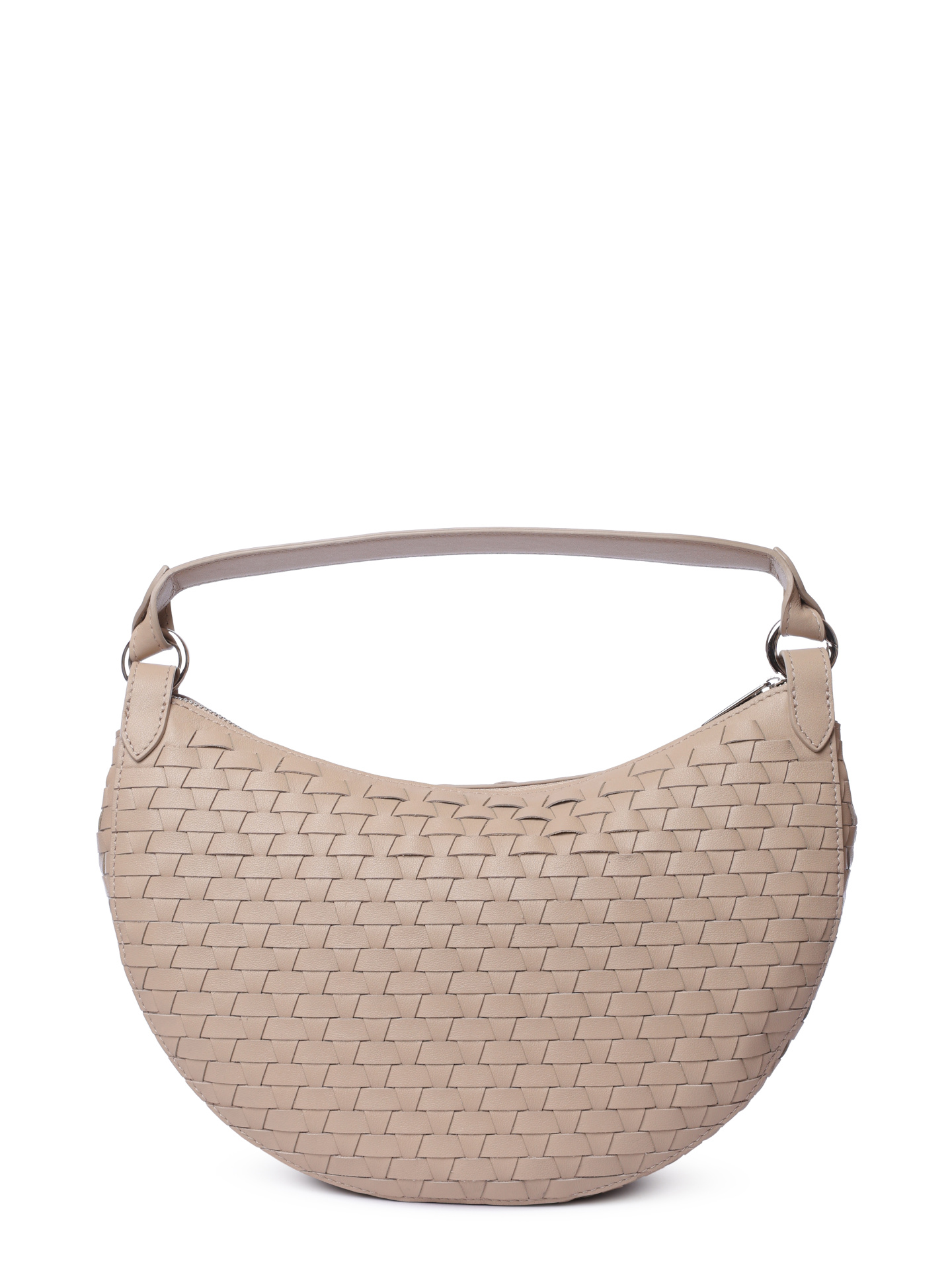 Сумка B02183 Dumpling M nappa woven avorio светло-бежевая из фактурной кожи — купить в интернет-магазине Verdistore