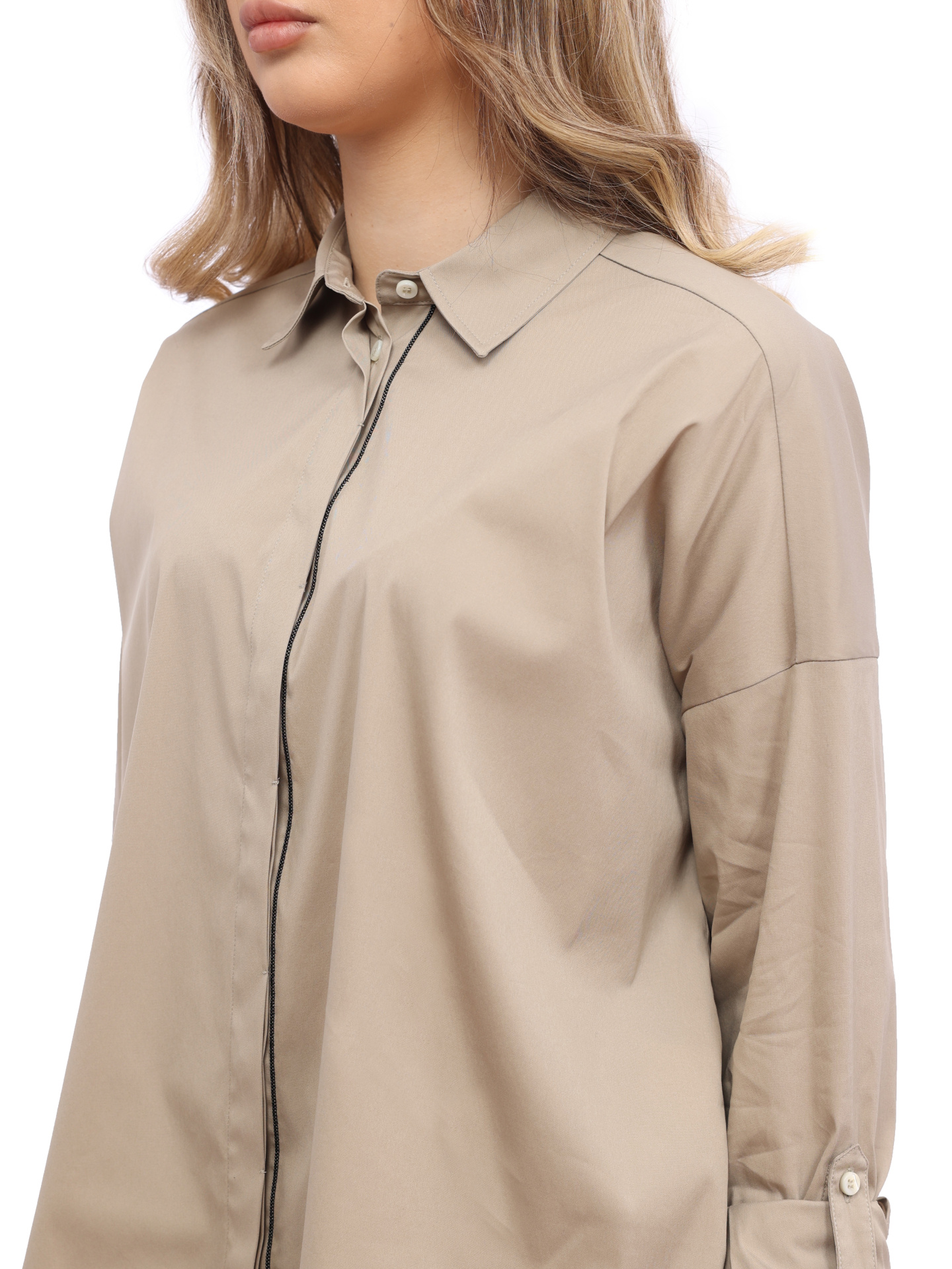 Блузка Brunello Cucinelli M0091B1001 C8695 бежевая женская из хлопка — купить в интернет-магазине Verdistore