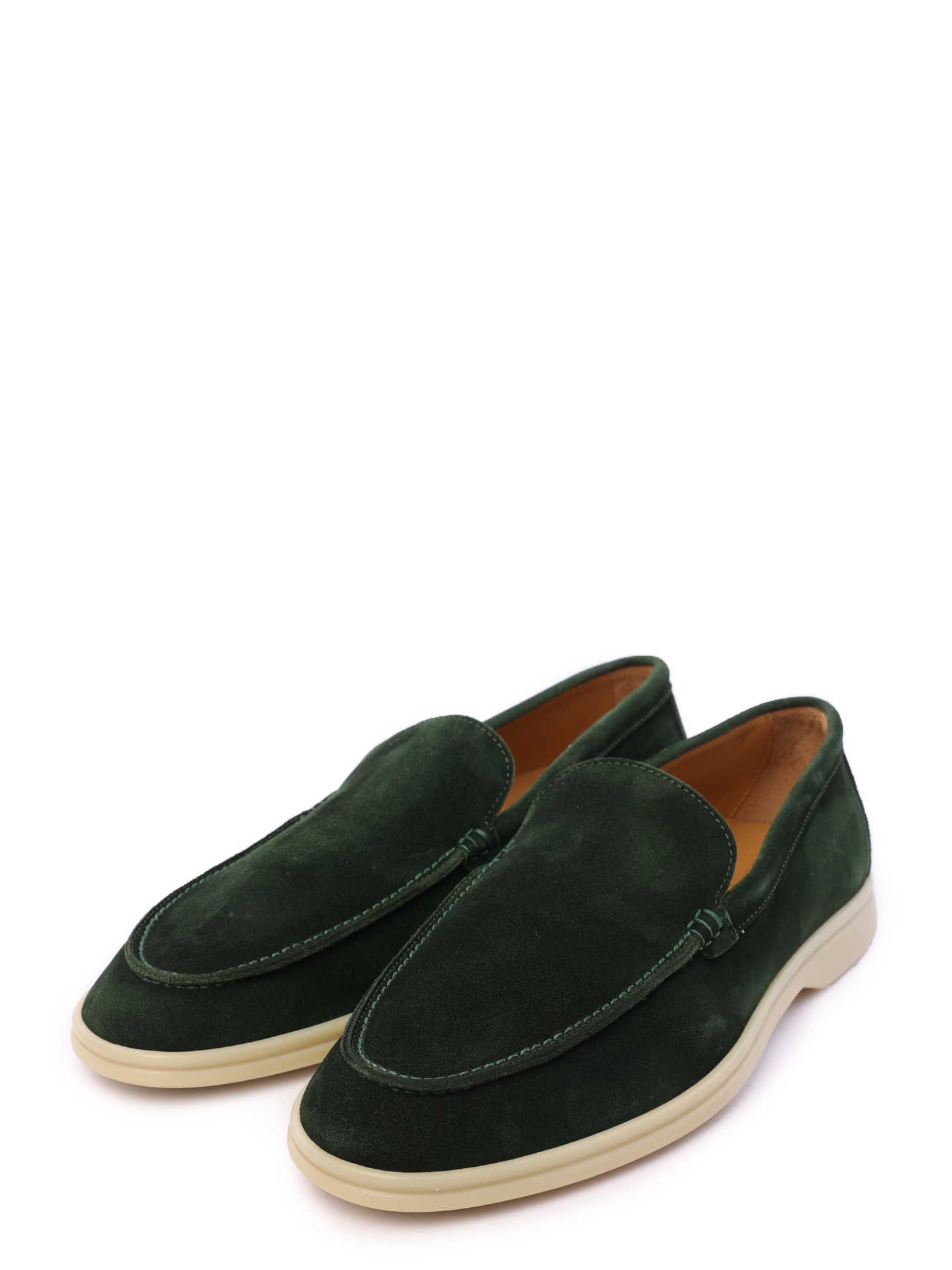 Туфли зеленые замшевые на бежевой подошве — купить в интернет-магазине Verdistore