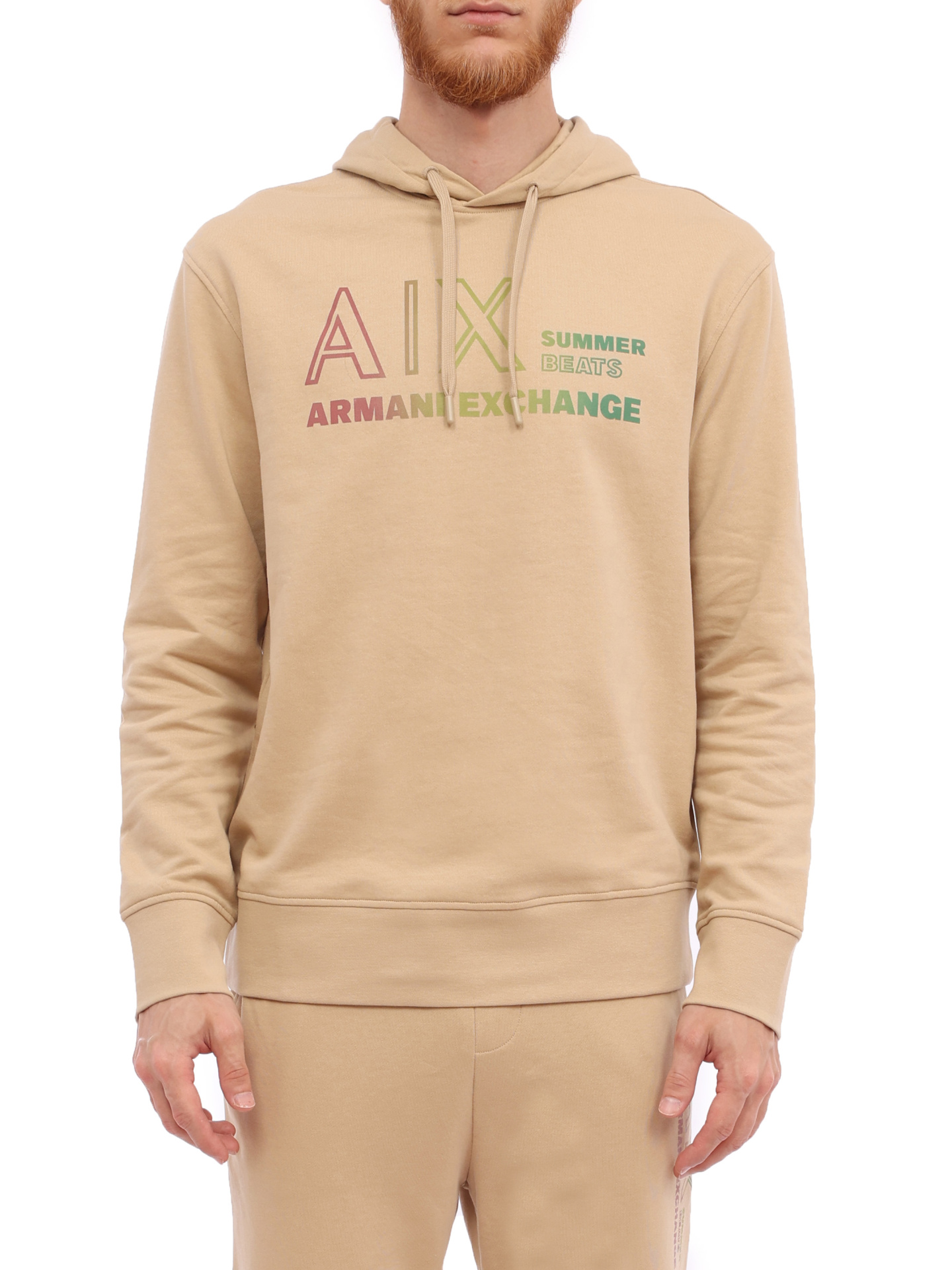 Толстовка Armani Exchange 3RZMJA ZJ7KZ 1785 бежевая мужская из хлопка — купить в интернет-магазине Verdistore
