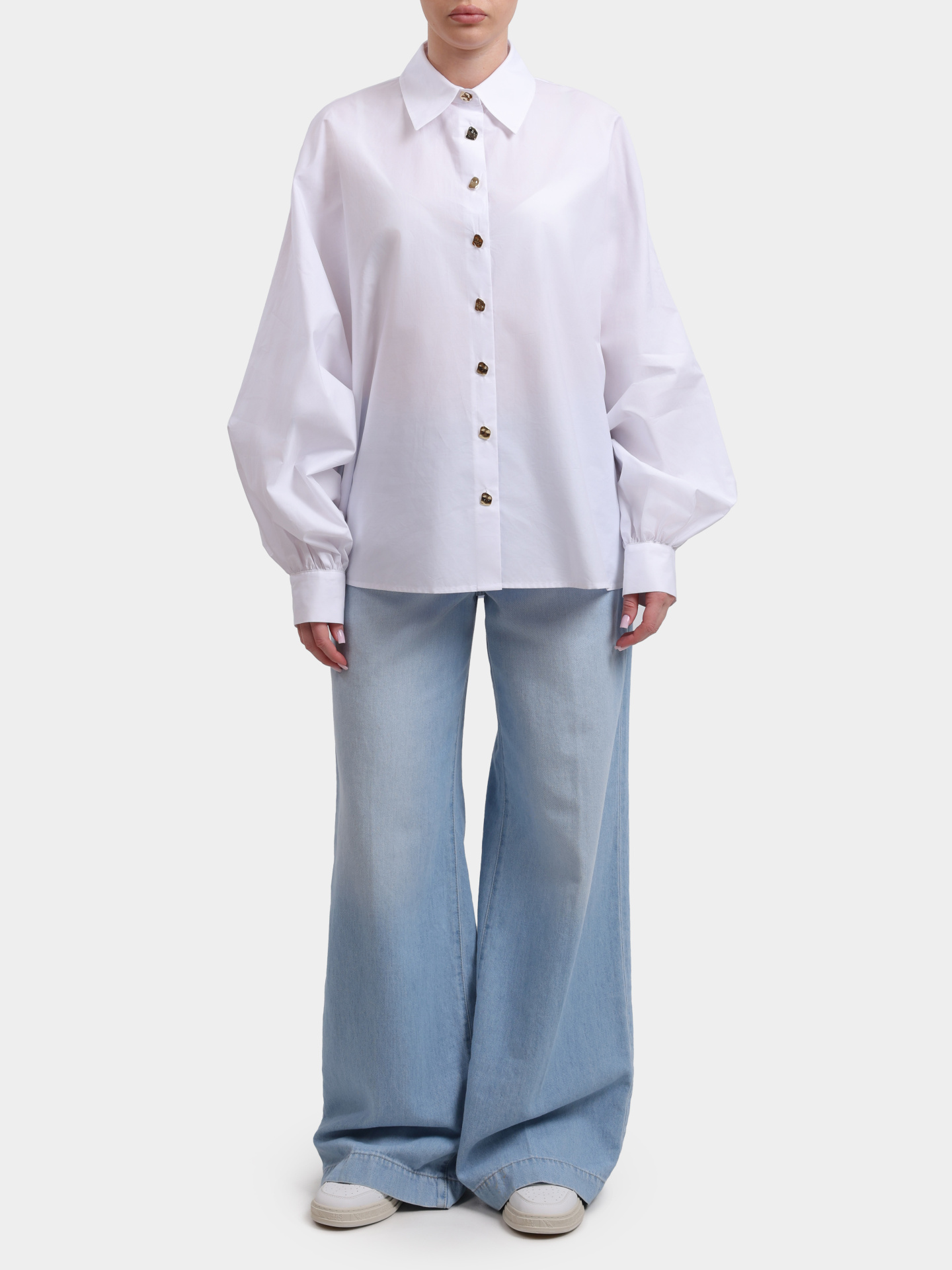 Рубашка Liu-Jo BLACK LABEL CA6250 T039A 11111 белая с широким рукавом и акцентными пуговицами — купить в интернет-магазине Verdistore