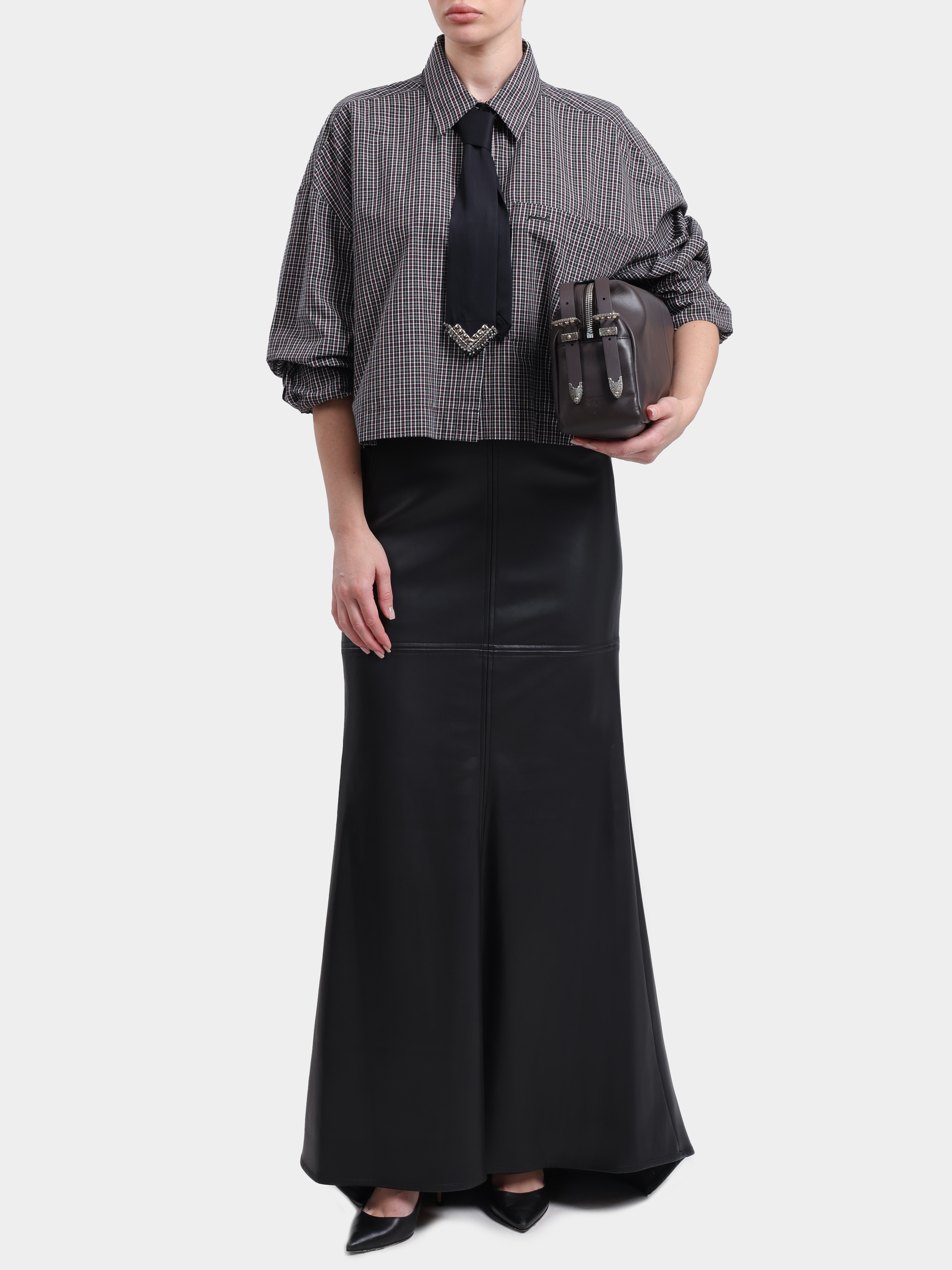 Рубашка Pinko 107453 A3FQ ZF6 серая женская укороченная — купить в интернет-магазине Verdistore