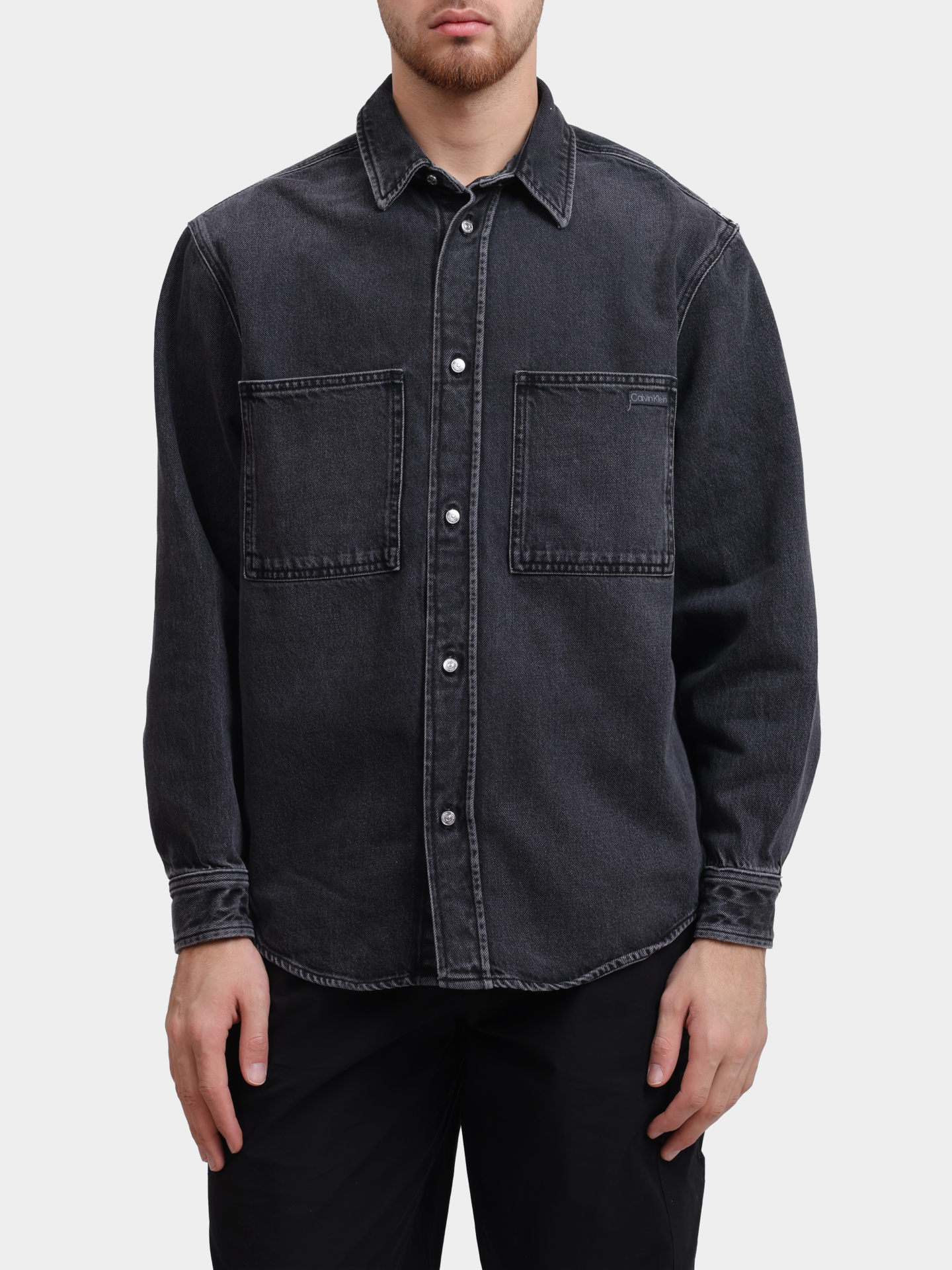 Рубашка Calvin Klein Jeans J30J327558 1BY джинсовая мужская — купить в интернет-магазине Verdistore