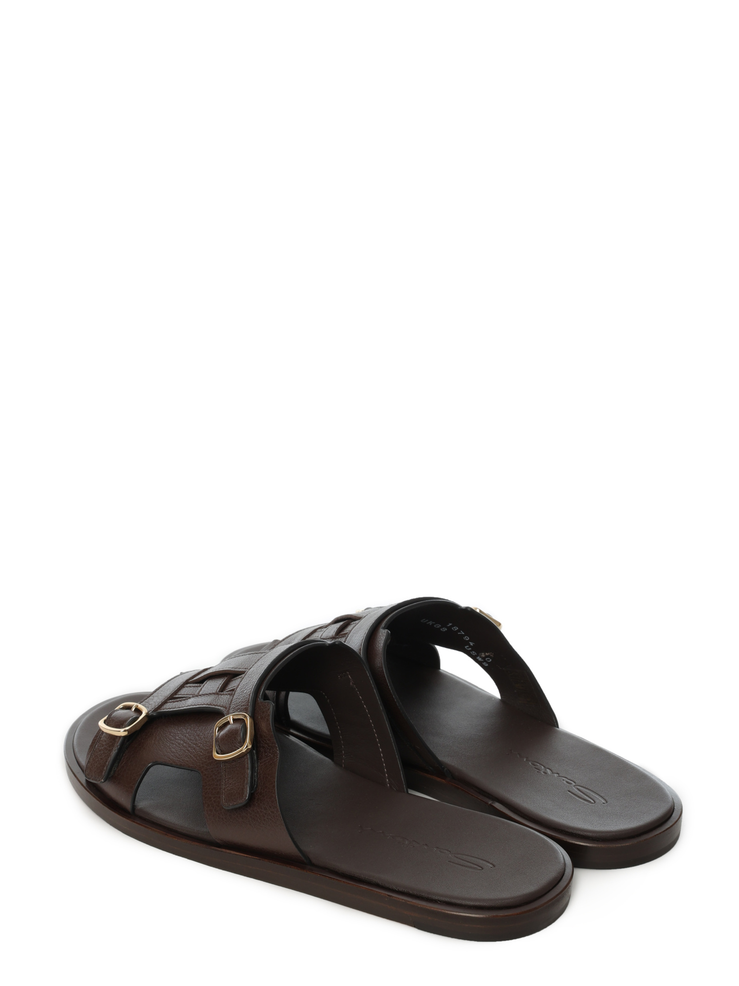 Шлепанцы кожаные коричневые с ремнями — купить в интернет-магазине Verdistore