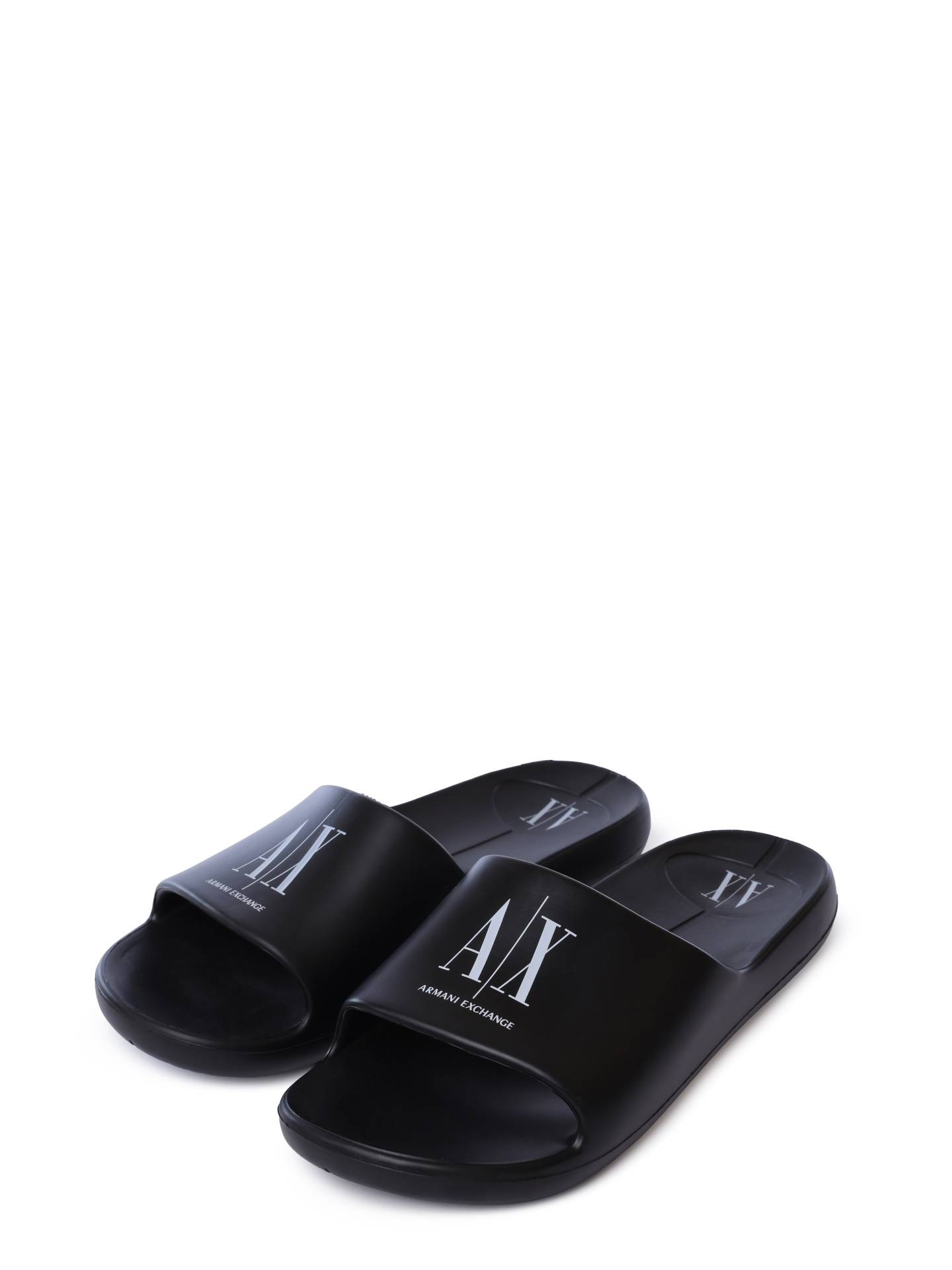 Шлепанцы Armani Exchange XUP012 XV675 S277 черные мужские с логотипом — купить в интернет-магазине Verdistore