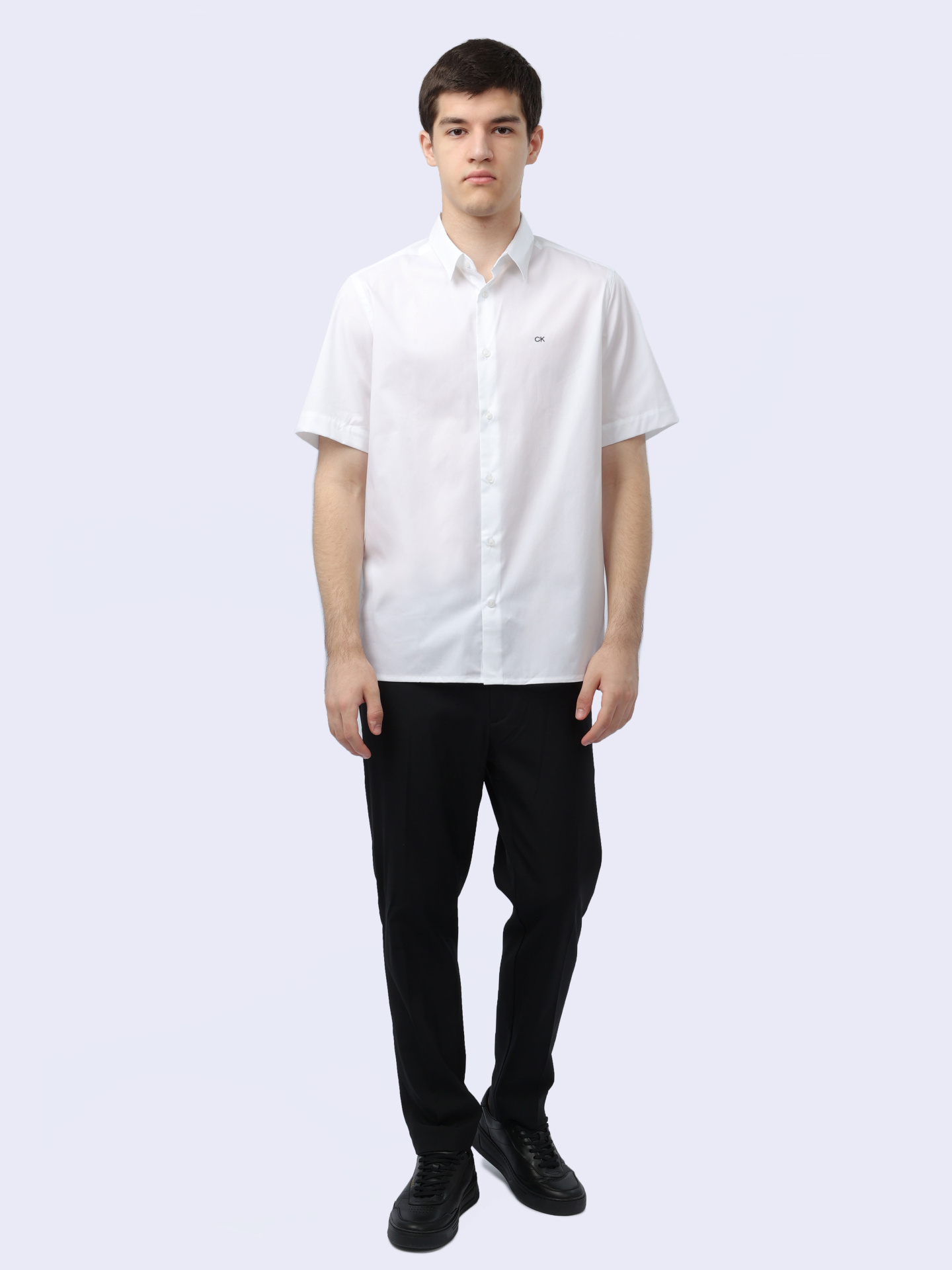 Рубашка Calvin Klein K10K109440 белая мужская из хлопка — купить в интернет-магазине Verdistore