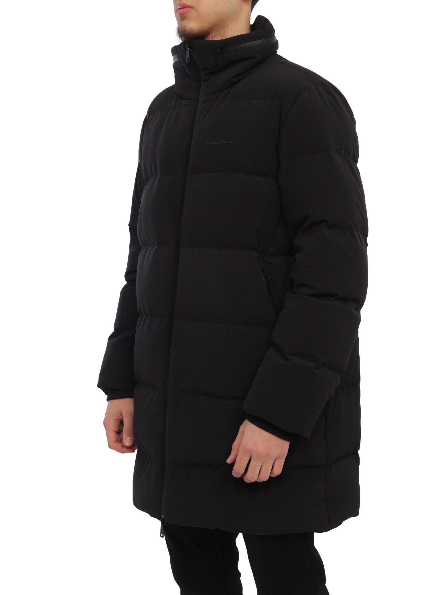 Пуховик Armani Exchange 6ZZL07 ZNQTZ черный мужской со скрытым капюшоном — купить в интернет-магазине Verdistore