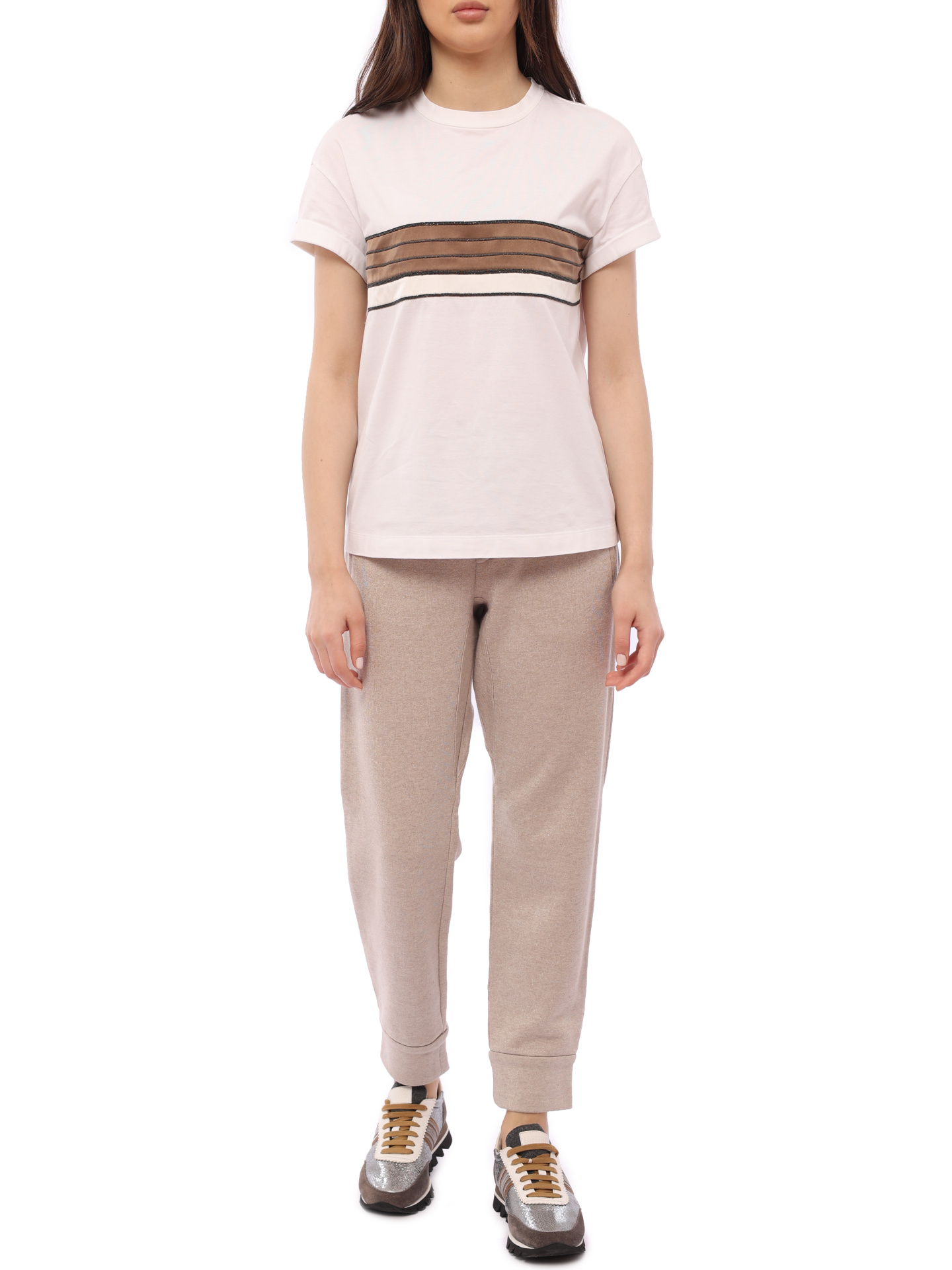 Брюки Brunello Cucinelli MA914S6199 бежевые женские — купить в интернет-магазине Verdistore