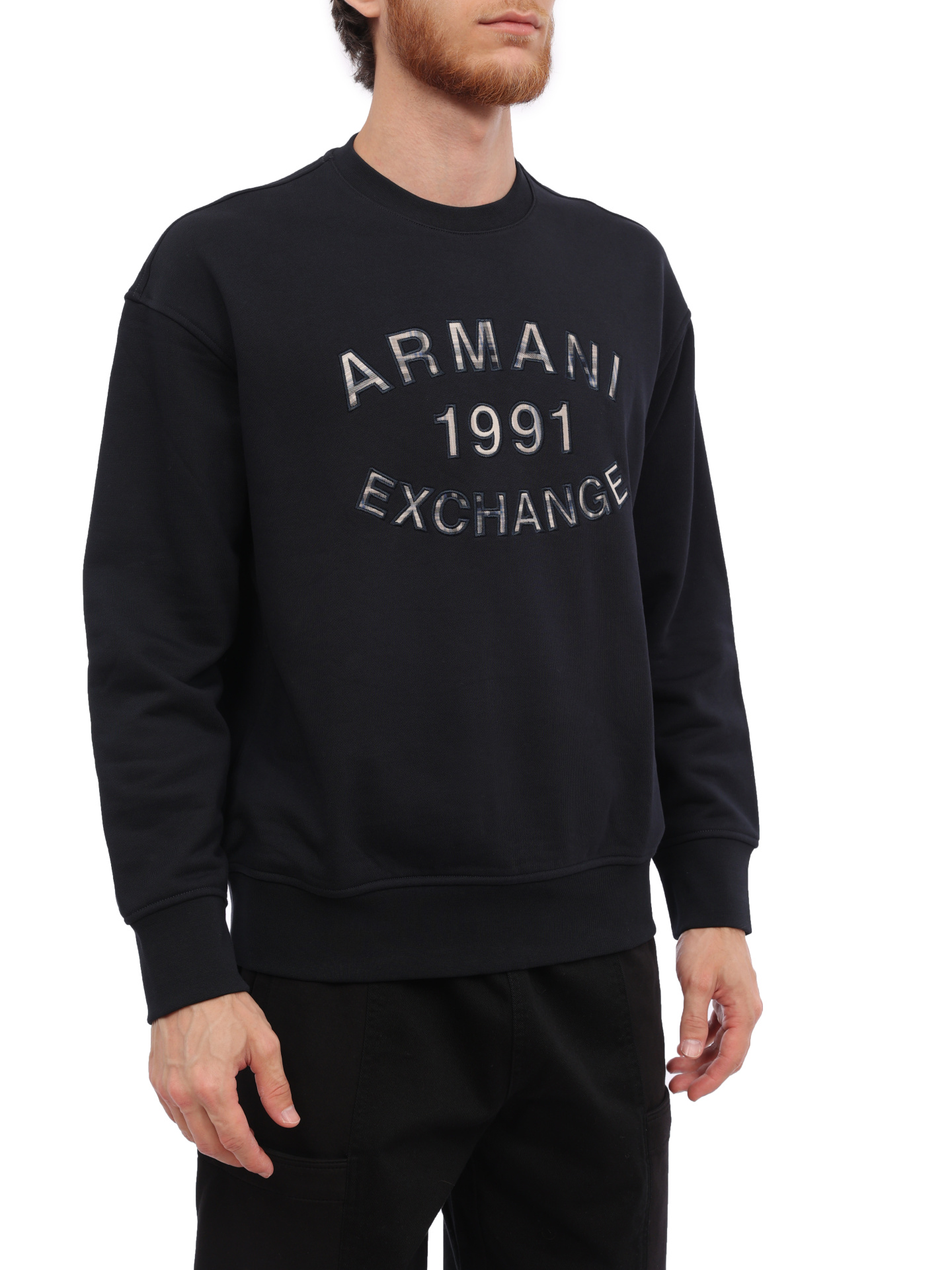 Свитшот Armani Exchange 6RZMGA ZJ4XZ 1583 черный мужской с логотипом — купить в интернет-магазине Verdistore