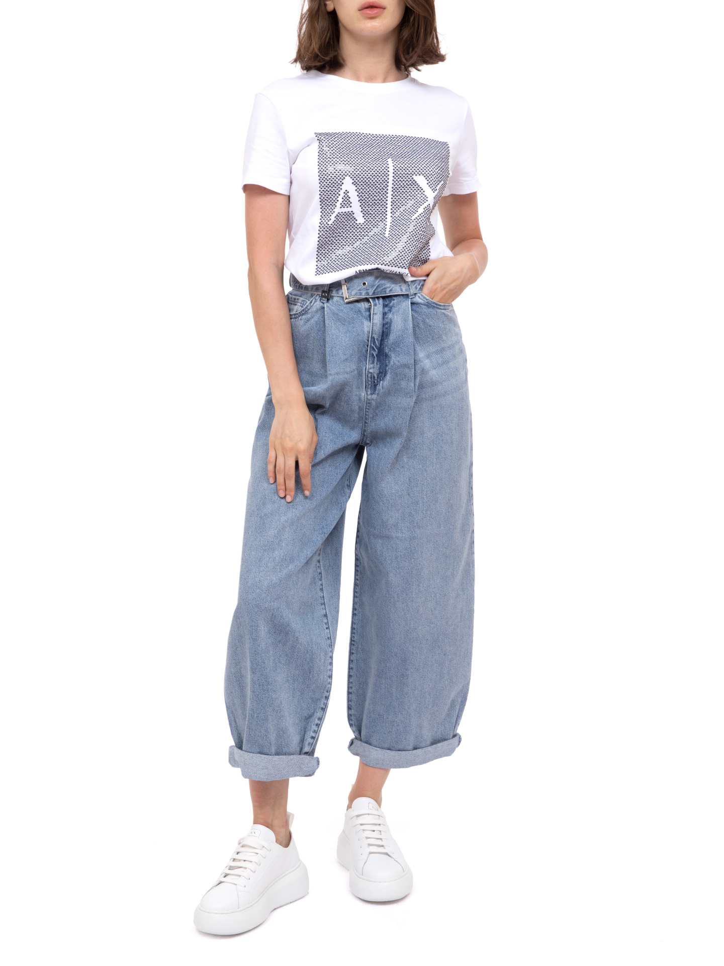 Джинсы Armani Exchange 3KYJ74 Y1UEZ 1500 укороченные женские с ремешком — купить в интернет-магазине Verdistore