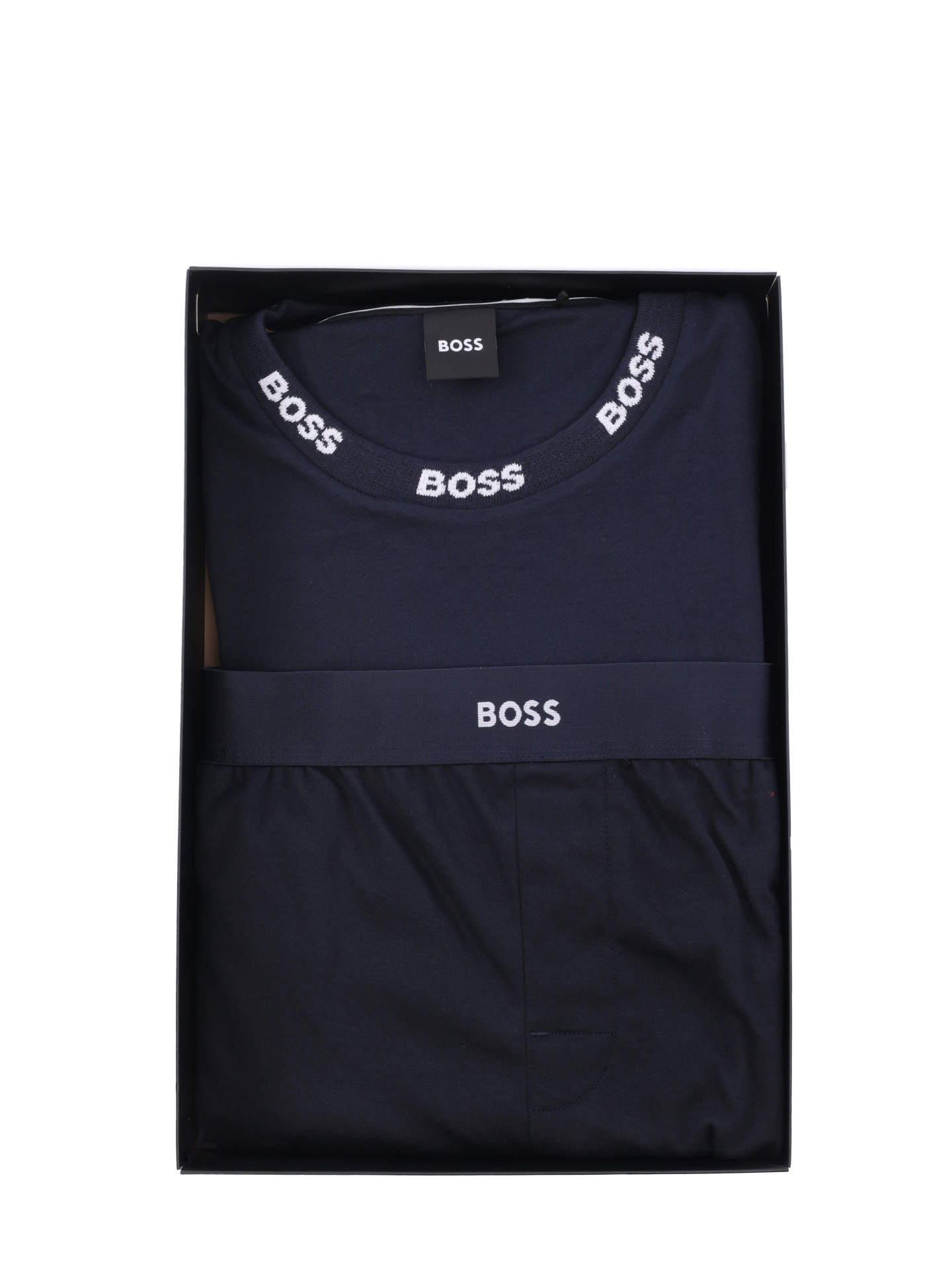 Пижама из мягкой ткани темно-синяя с маленкими логотипами — купить в интернет-магазине Verdistore