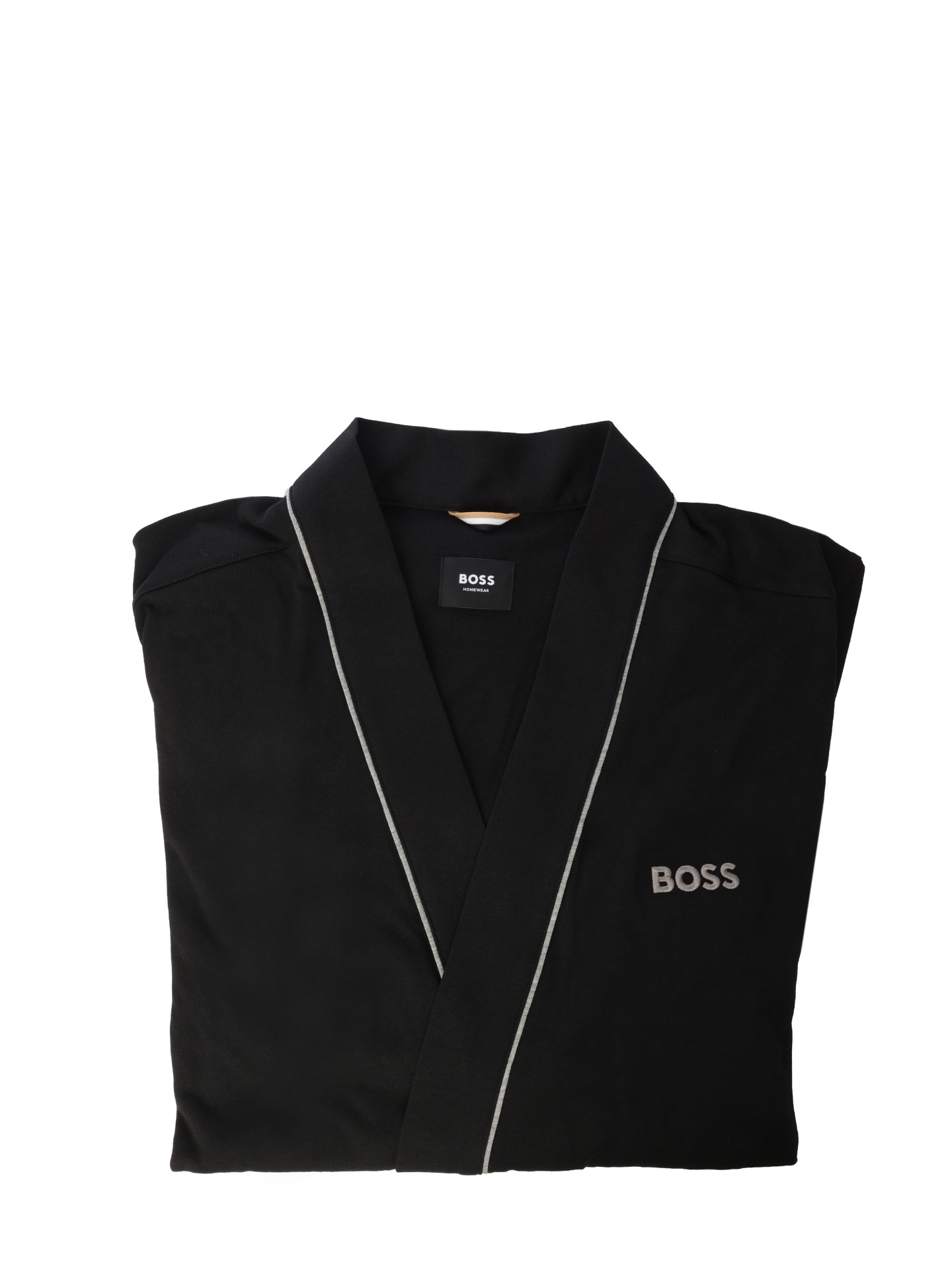 Халат хлопковый черный с маленьким белым логотипом на груди — купить в интернет-магазине Verdistore