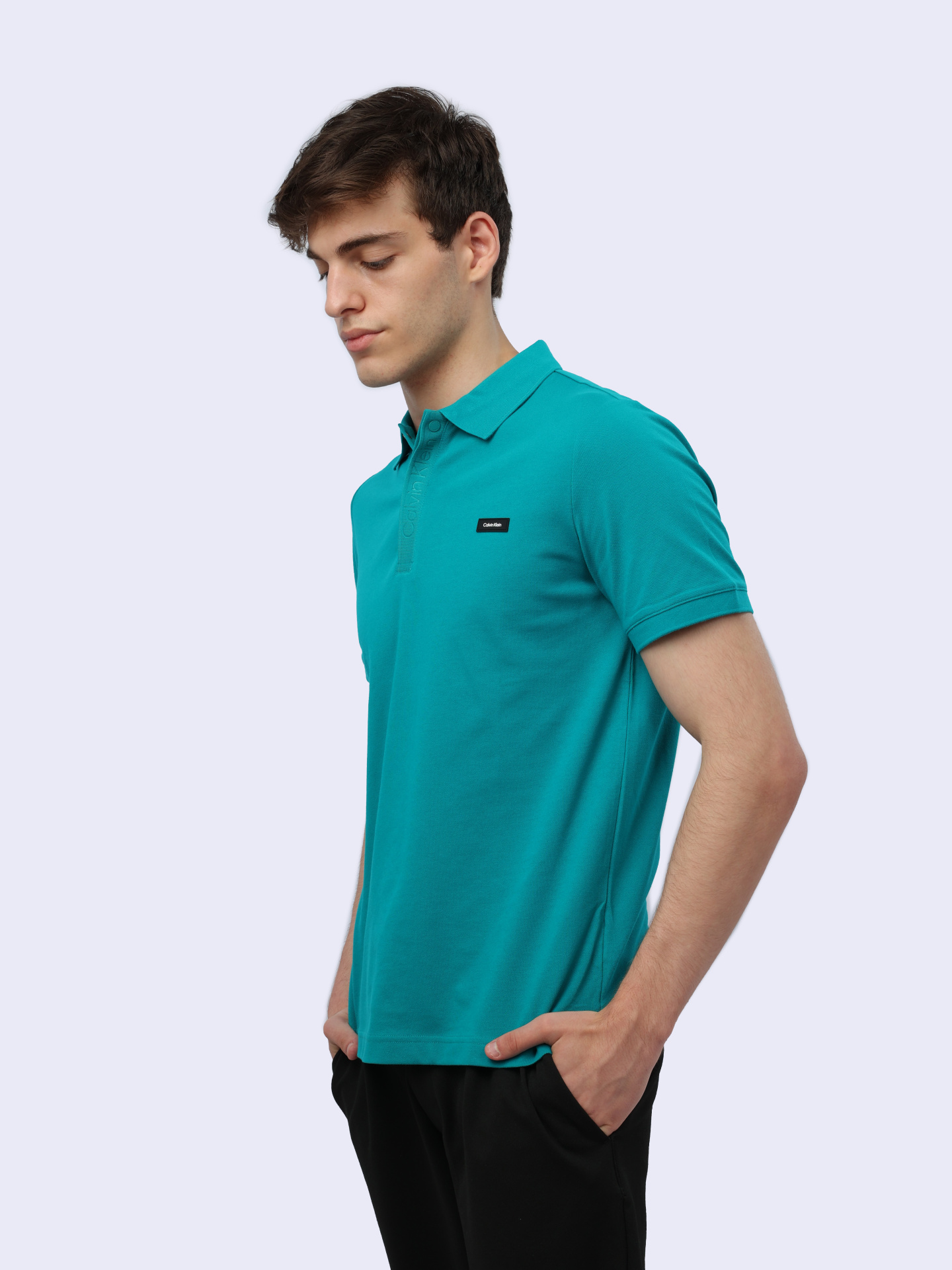 Поло Calvin Klein K10K112470 LEI бирюзовое мужское — купить в интернет-магазине Verdistore