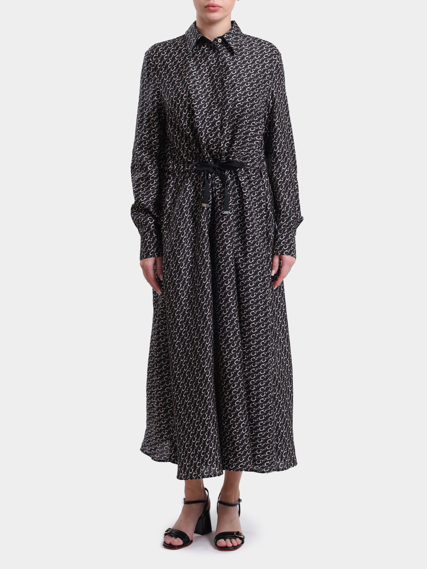 Платье Herno AB000062D 16009P 9300 черное женское с принтом цепей  — купить в интернет-магазине Verdistore