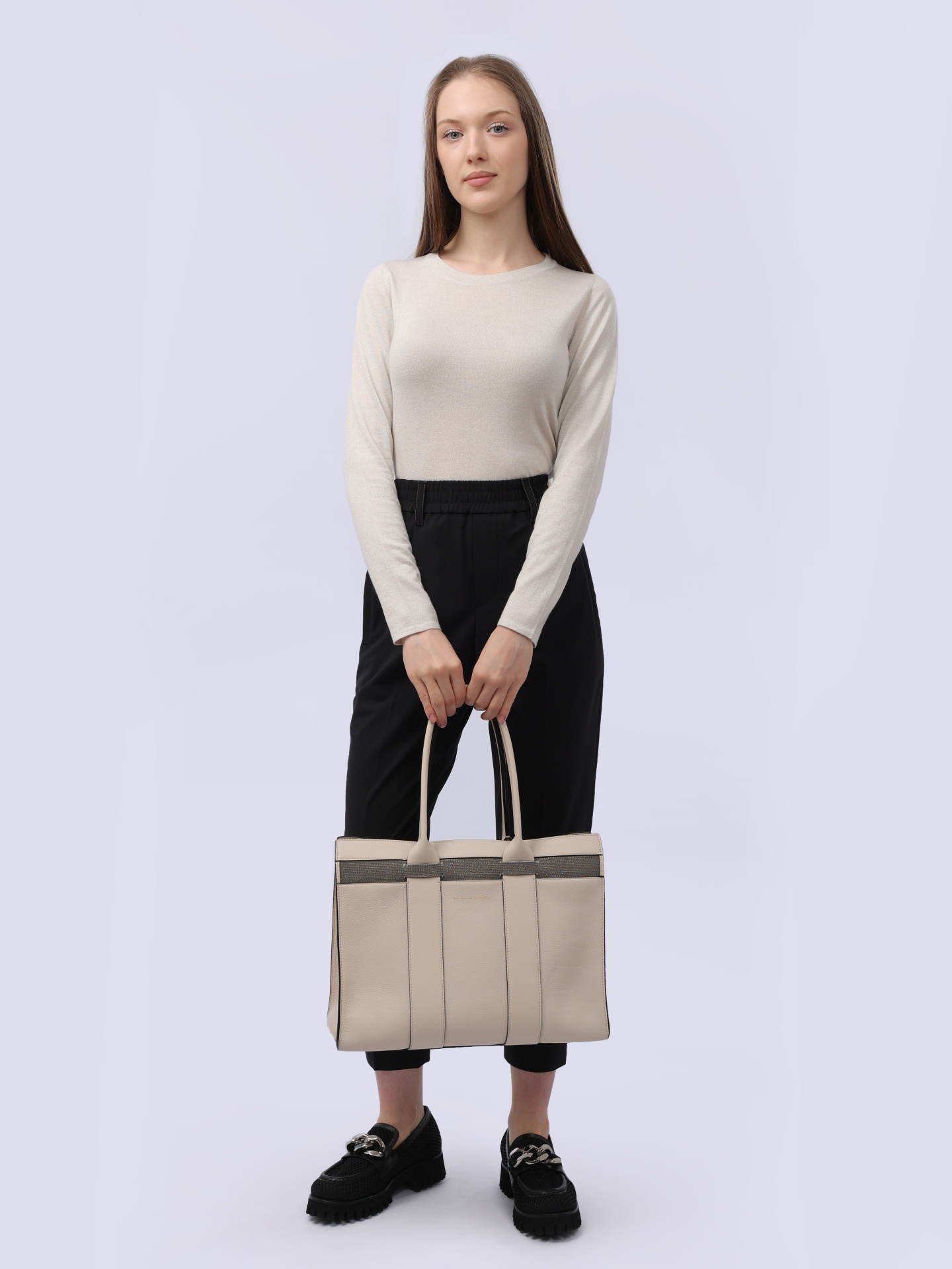 Свитер Brunello Cucinelli M4180B1383 С9443 молочный женский — купить в интернет-магазине Verdistore