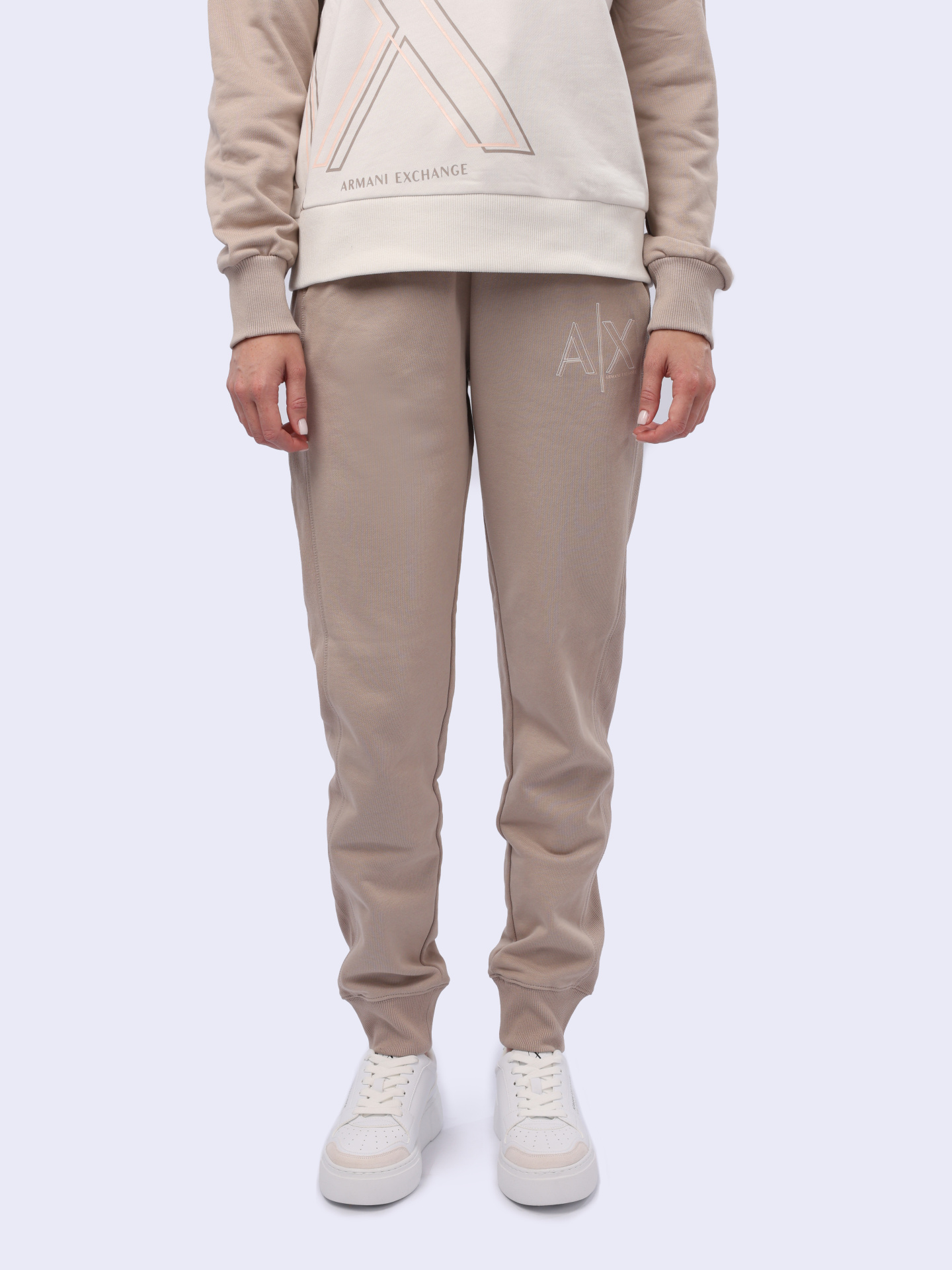 Брюки спортивные Armani Exchange 3DYP71 YJEBZ 1786 бежевые женские — купить в интернет-магазине Verdistore