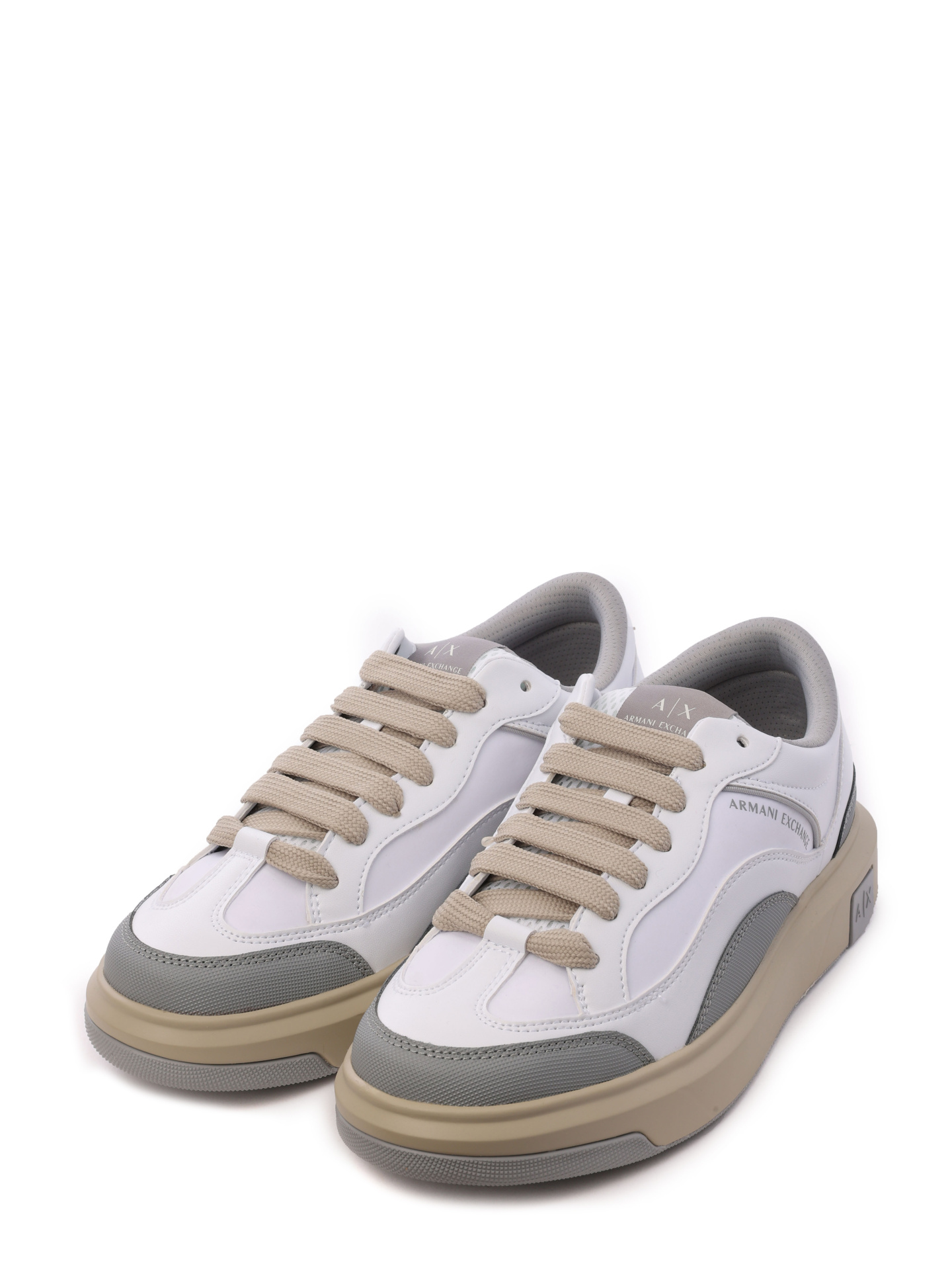 Кеды Armani Exchange XUX191 XV784 K525 комбинированные мужские на бежевой подошве — купить в интернет-магазине Verdistore