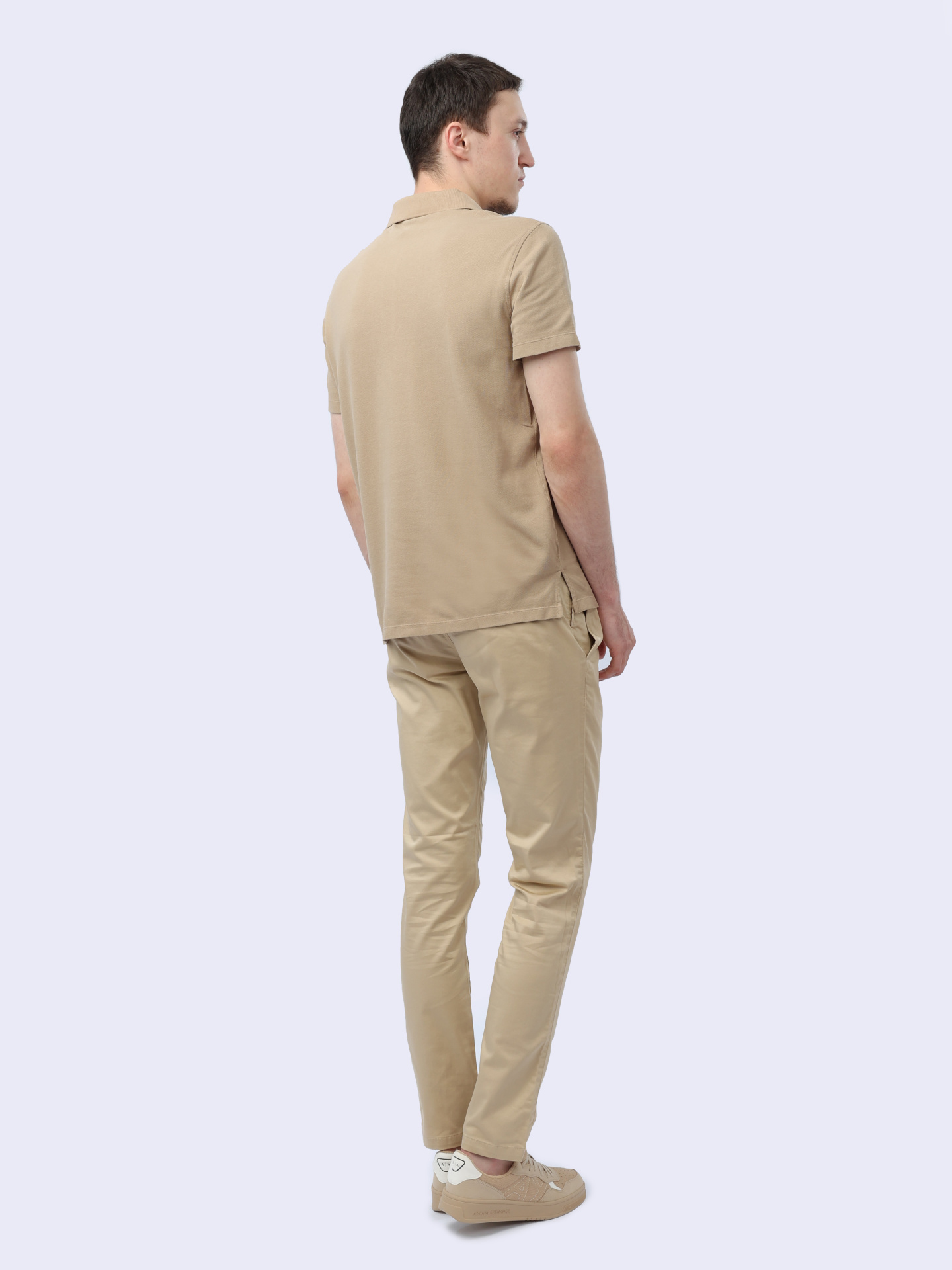 Поло Armani Exchange 3DZFAB ZJXUZ 1794 бежевое мужское из хлопка — купить в интернет-магазине Verdistore