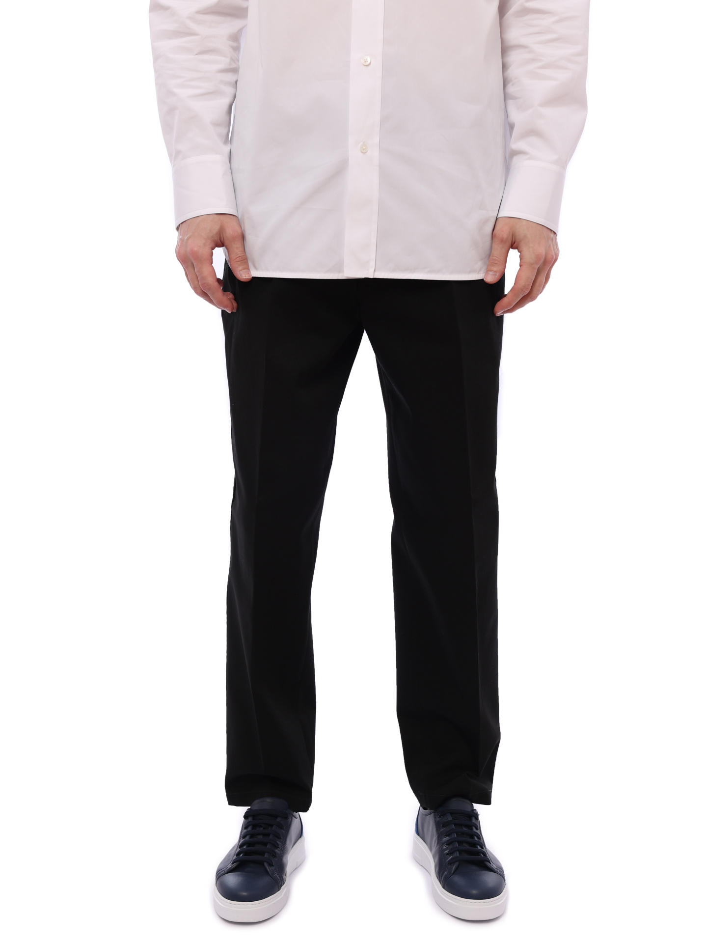 Брюки хлопковые черные прямого кроя со стрелками — купить в интернет-магазине Verdistore