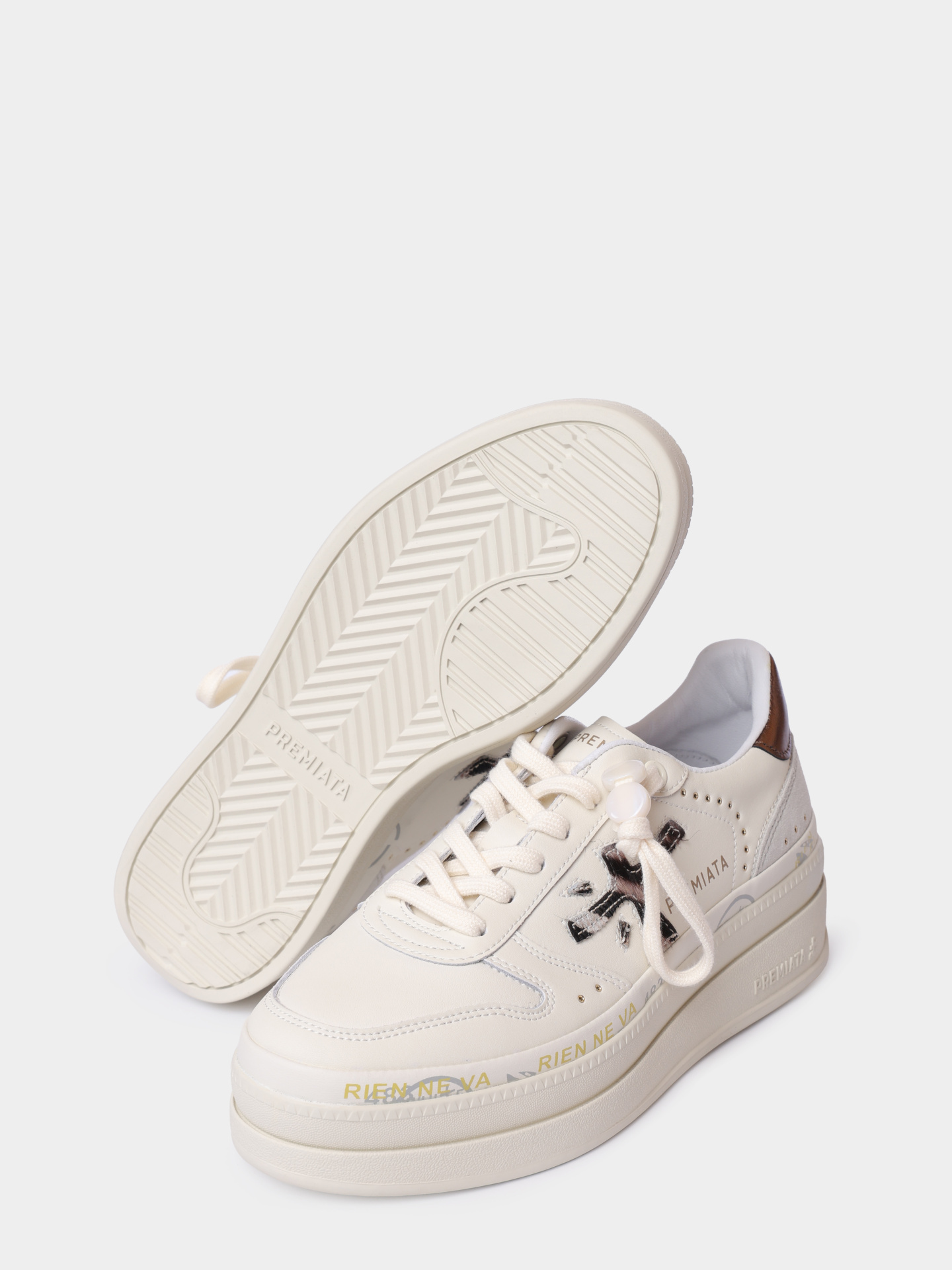 Кеды Premiata MICOL VAR 7035 кремовые женские из кожи — купить в интернет-магазине Verdistore