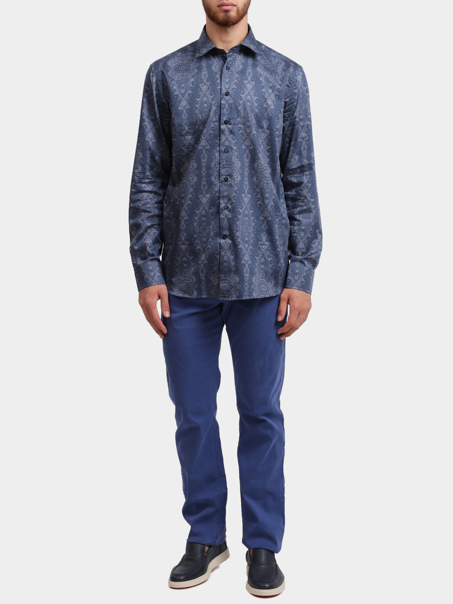 Рубашка MRIB0001 99SP5A9 X0883 хлопковая прямого кроя синяя — купить в интернет-магазине Verdistore